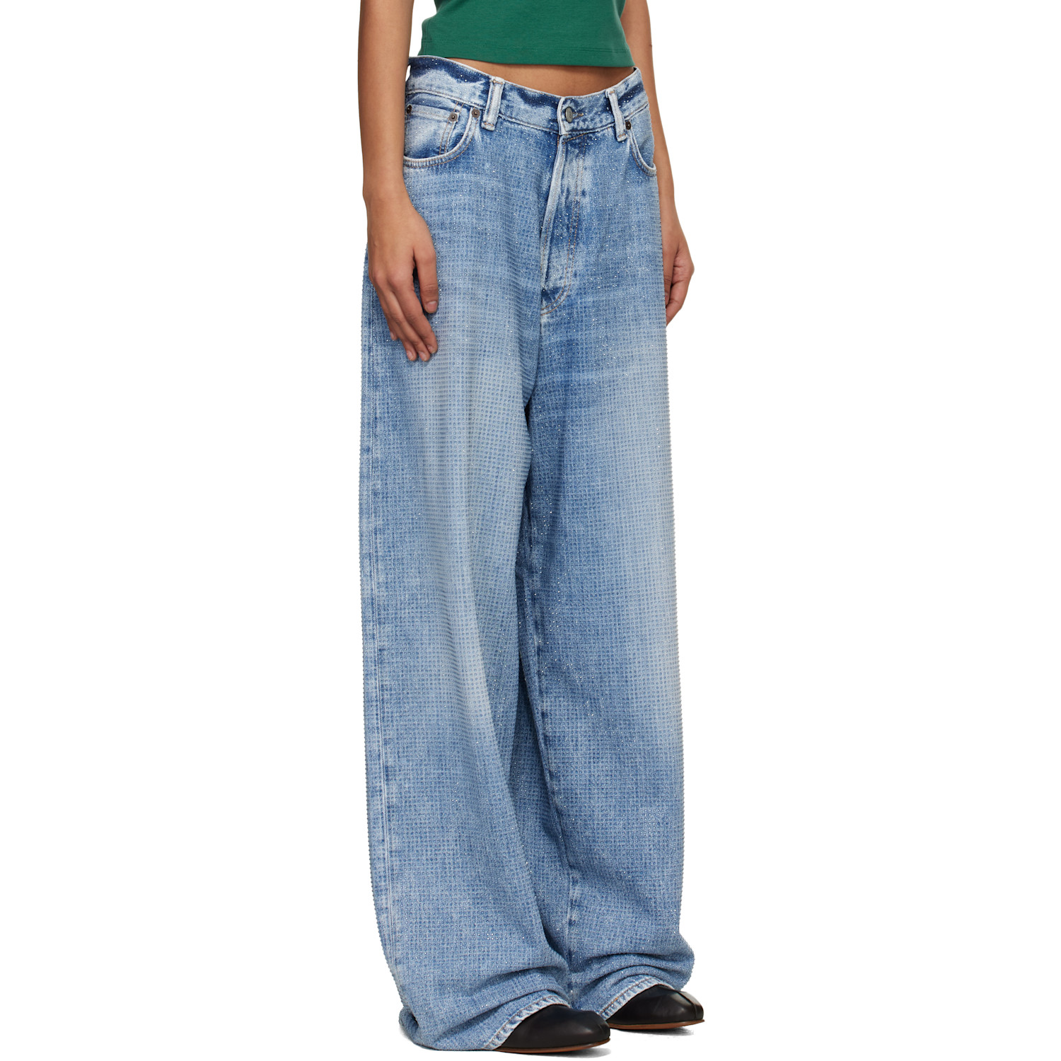  Acne Studios Blue 2023 Loose Rhinestone Jeans 