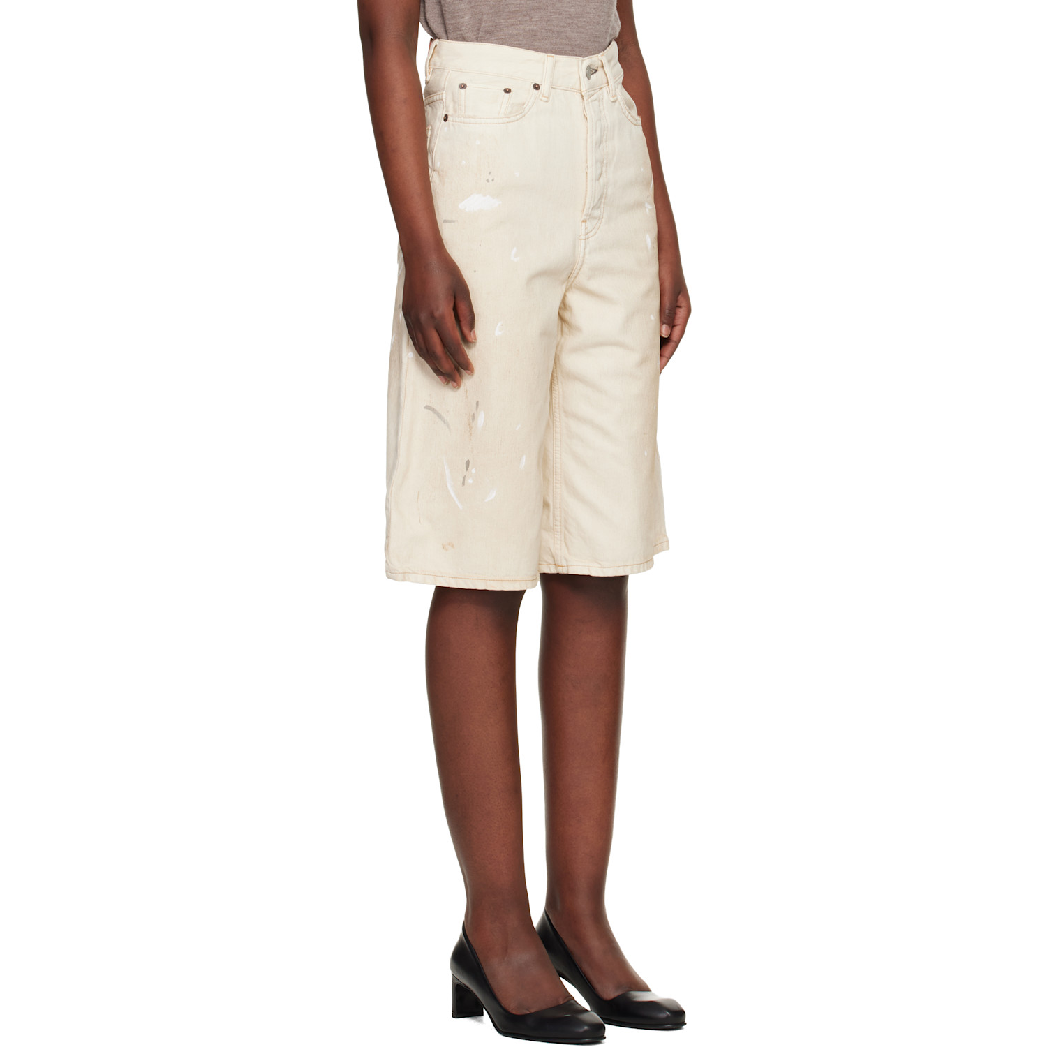  Acne Studios Off-white Distressed Denim Shorts 