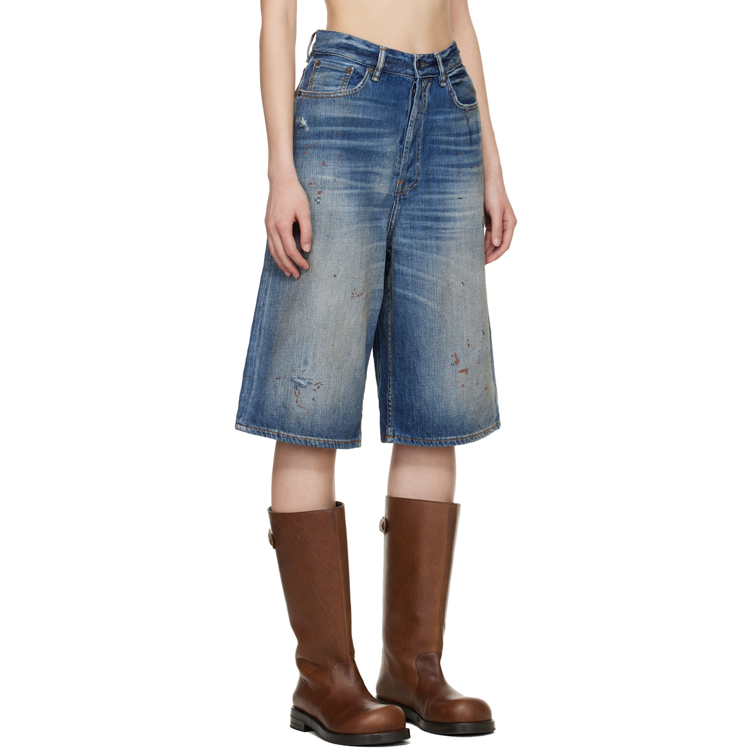  Acne Studios Navy Loose Fit Denim Shorts 