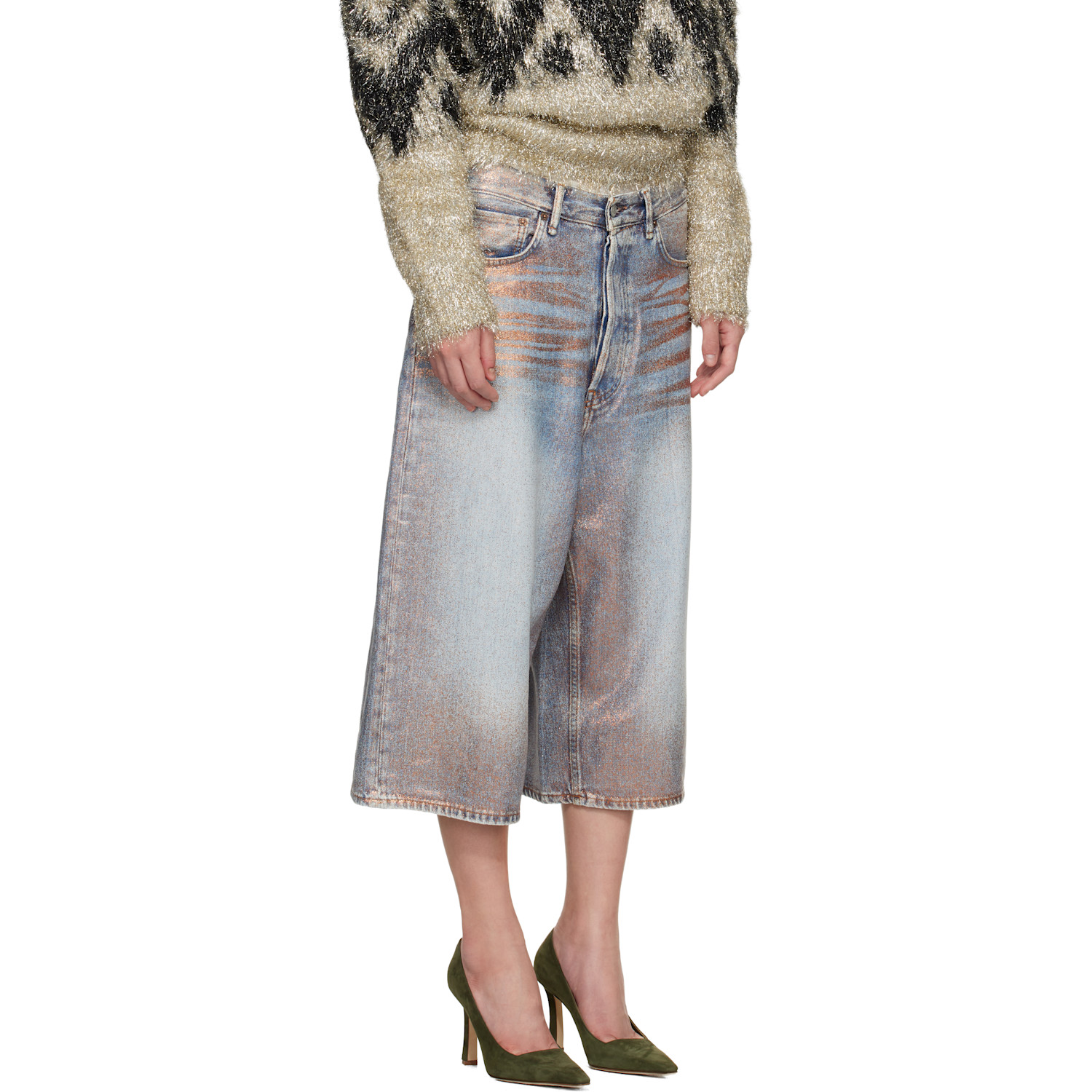  Acne Studios Blue Glitter Dawn Denim Shorts 