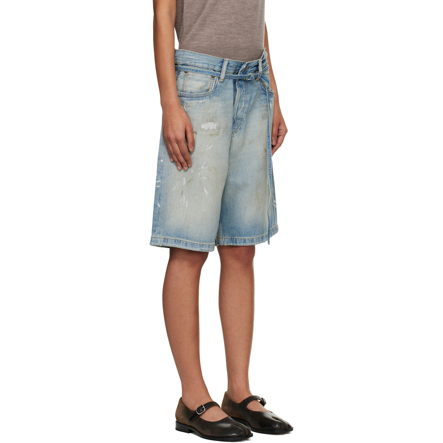  Acne Studios Blue Belted Denim Shorts 