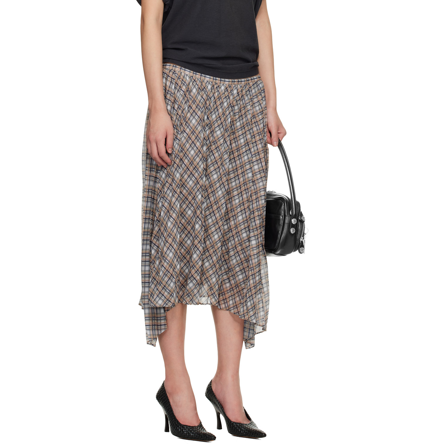  Acne Studios Tan Checked Maxi Skirt 