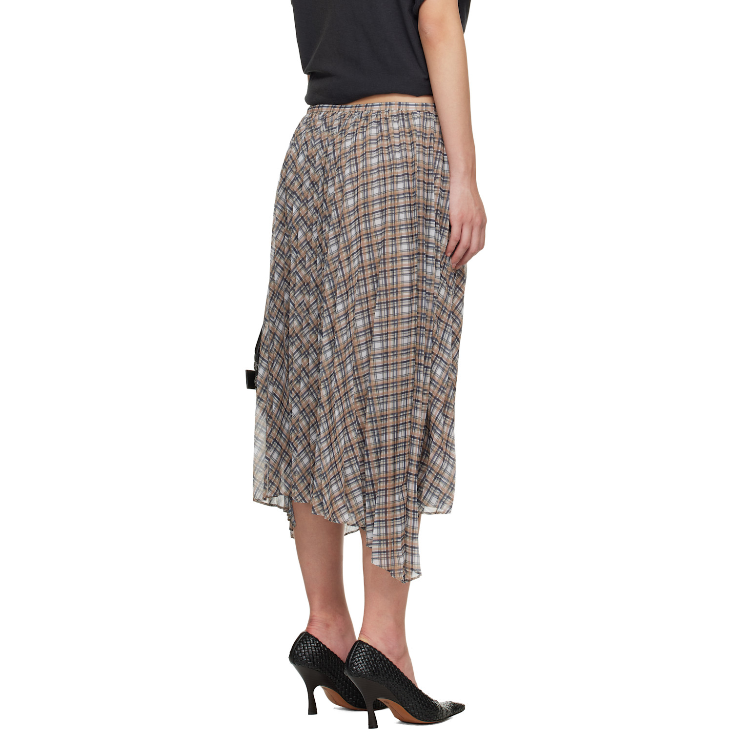  Acne Studios Tan Checked Maxi Skirt 