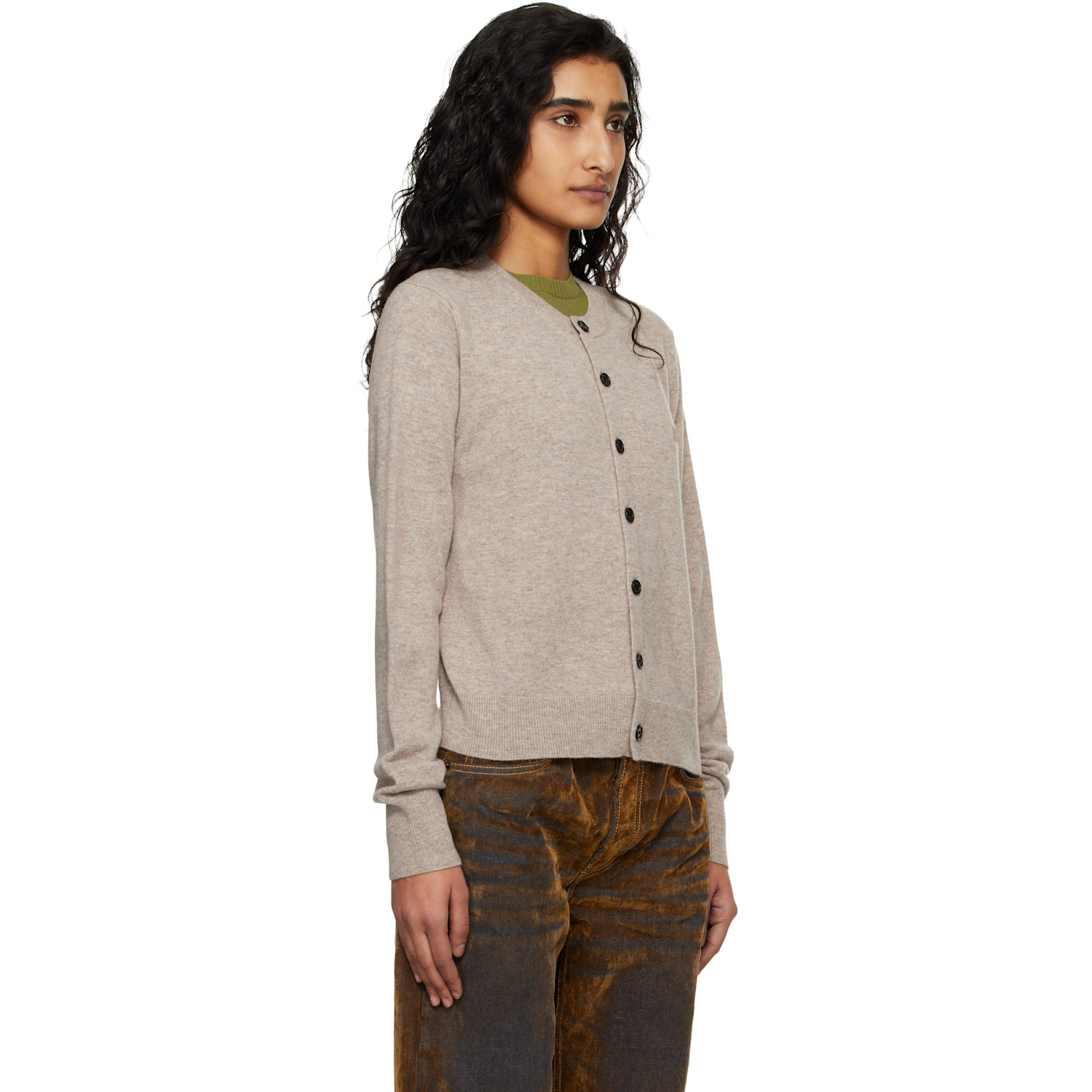 Acne Studios Beige Fitted Yak Wool Cardigan 