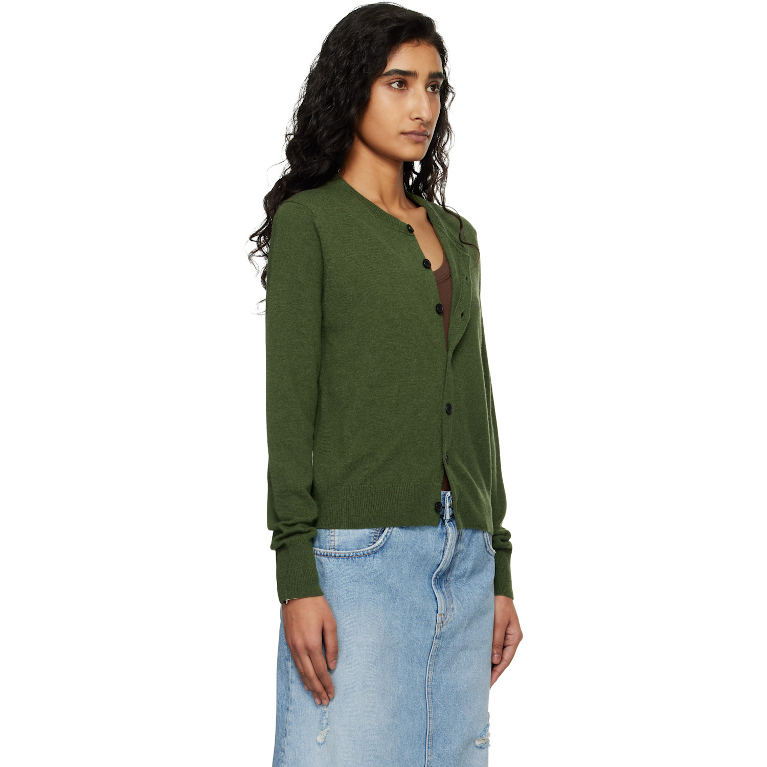  Acne Studios Green Fitted Yak Wool Cardigan 
