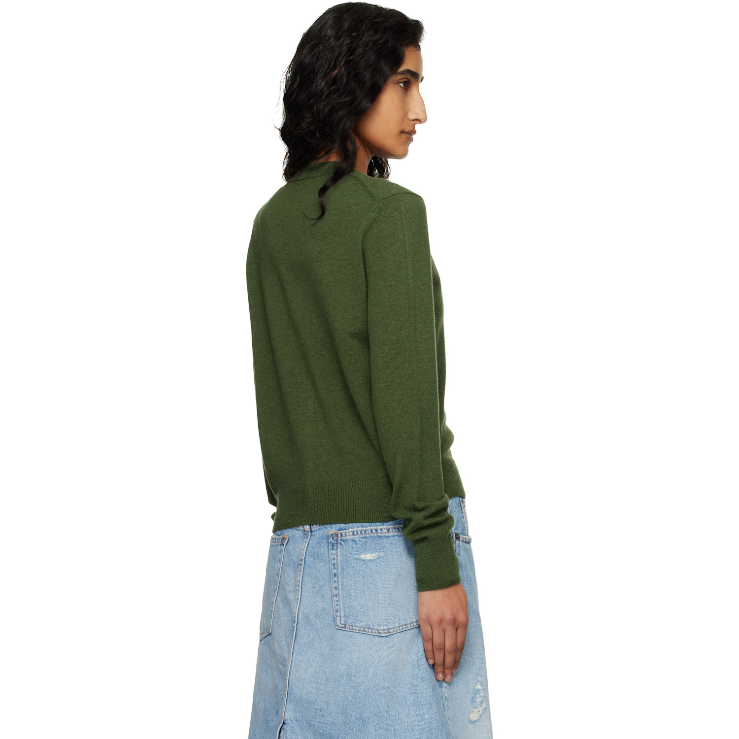  Acne Studios Green Fitted Yak Wool Cardigan 