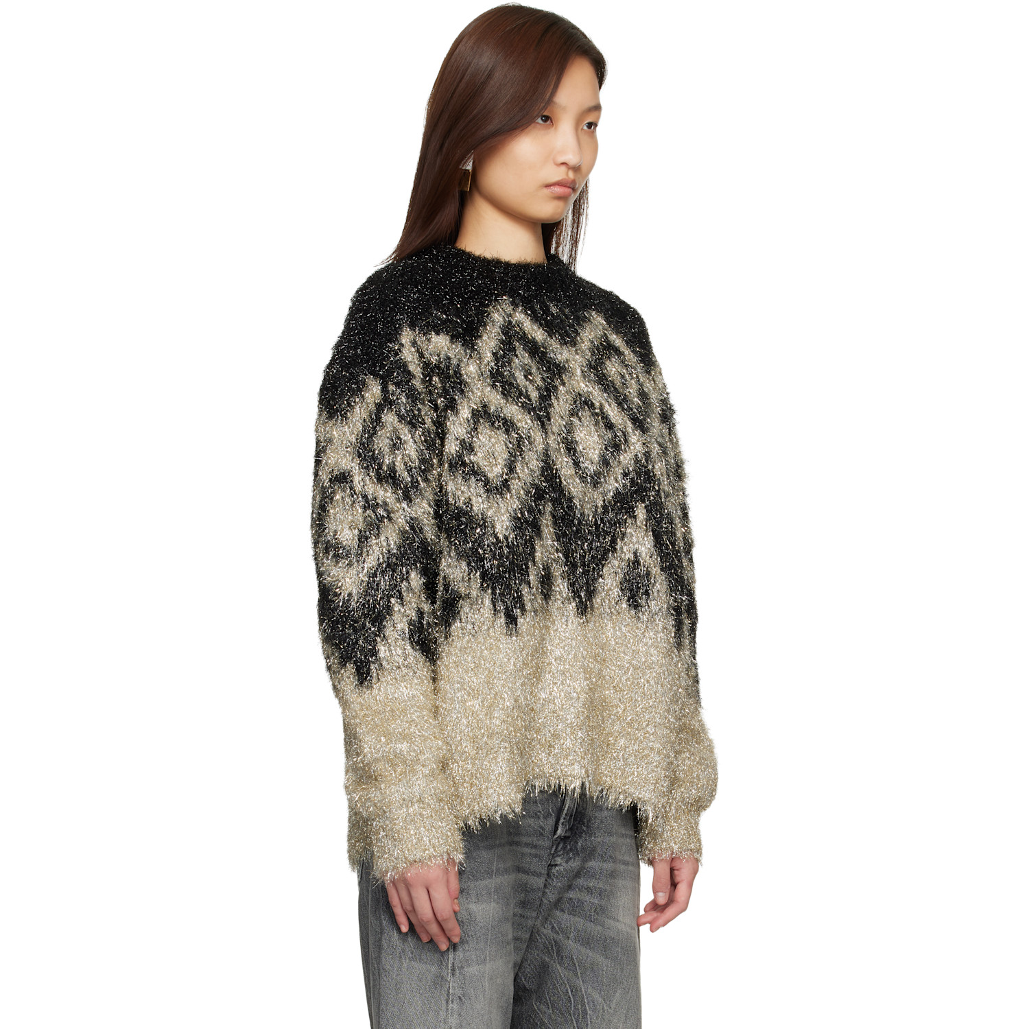  Acne Studios Black Metallic Knit Sweater 