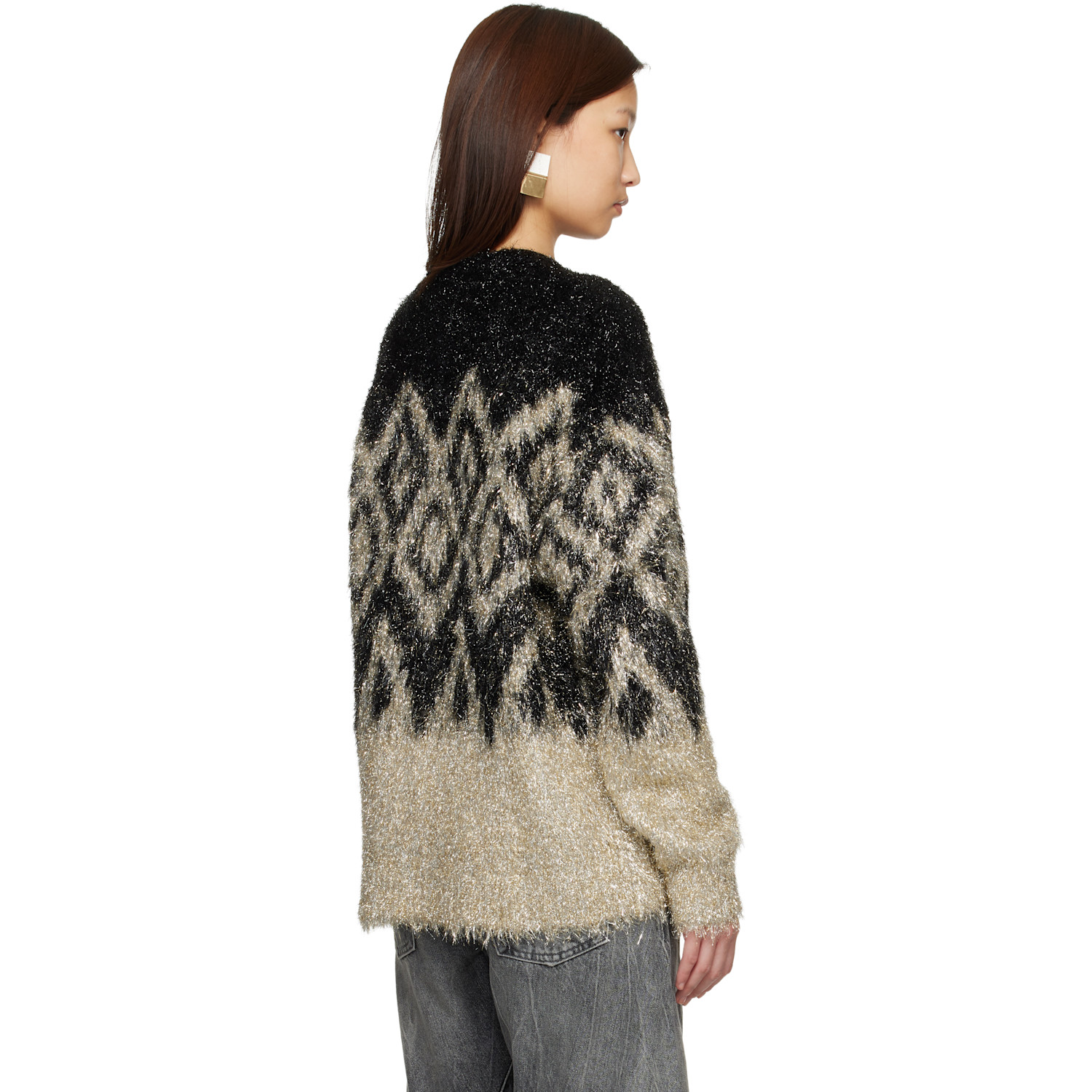  Acne Studios Black Metallic Knit Sweater 