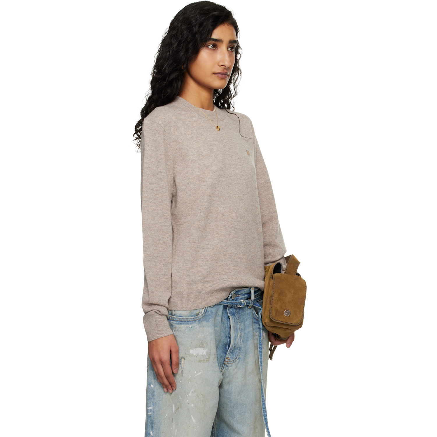  Acne Studios Beige Fitted Yak Wool Sweater 