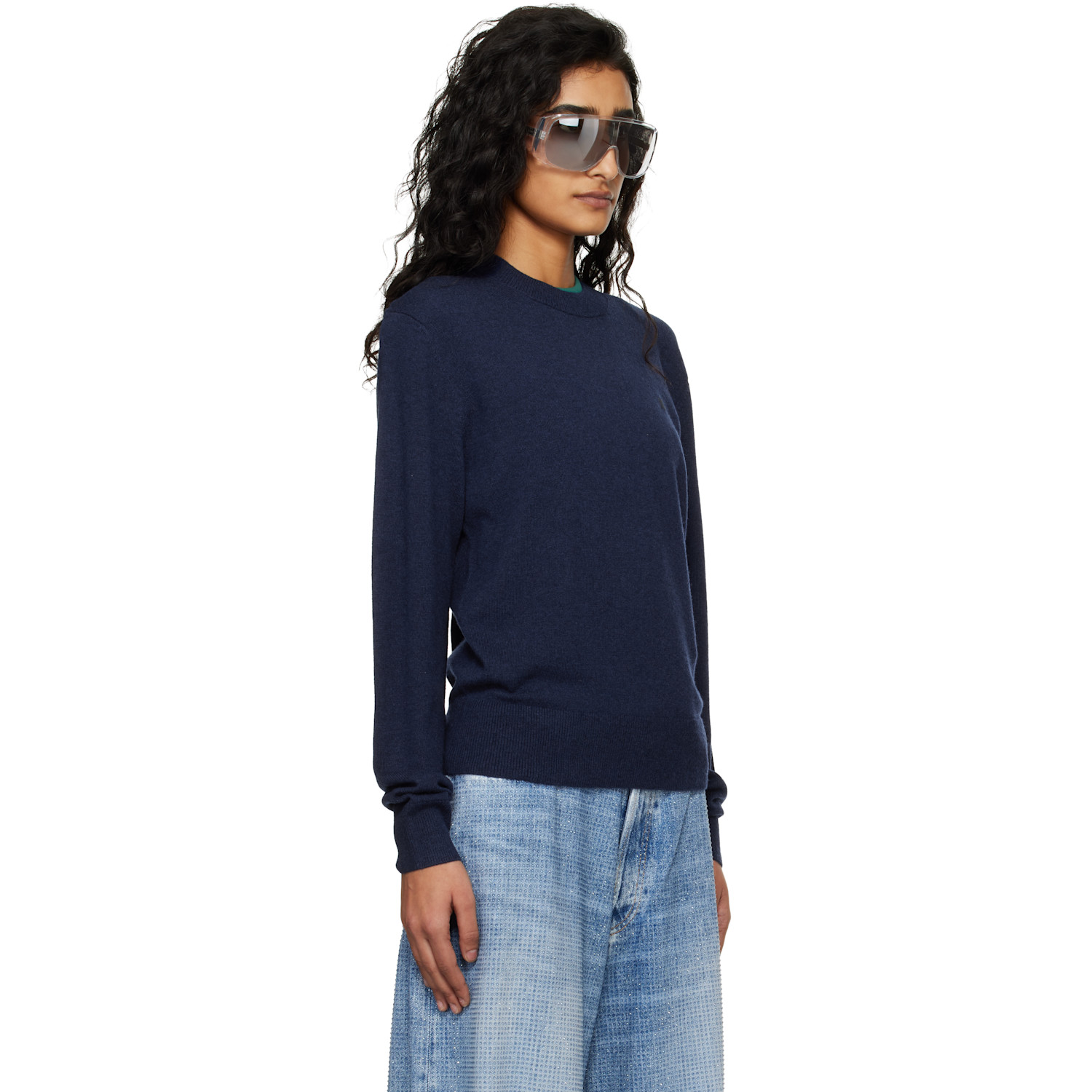 Acne Studios Navy Fitted Yak Wool Sweater 