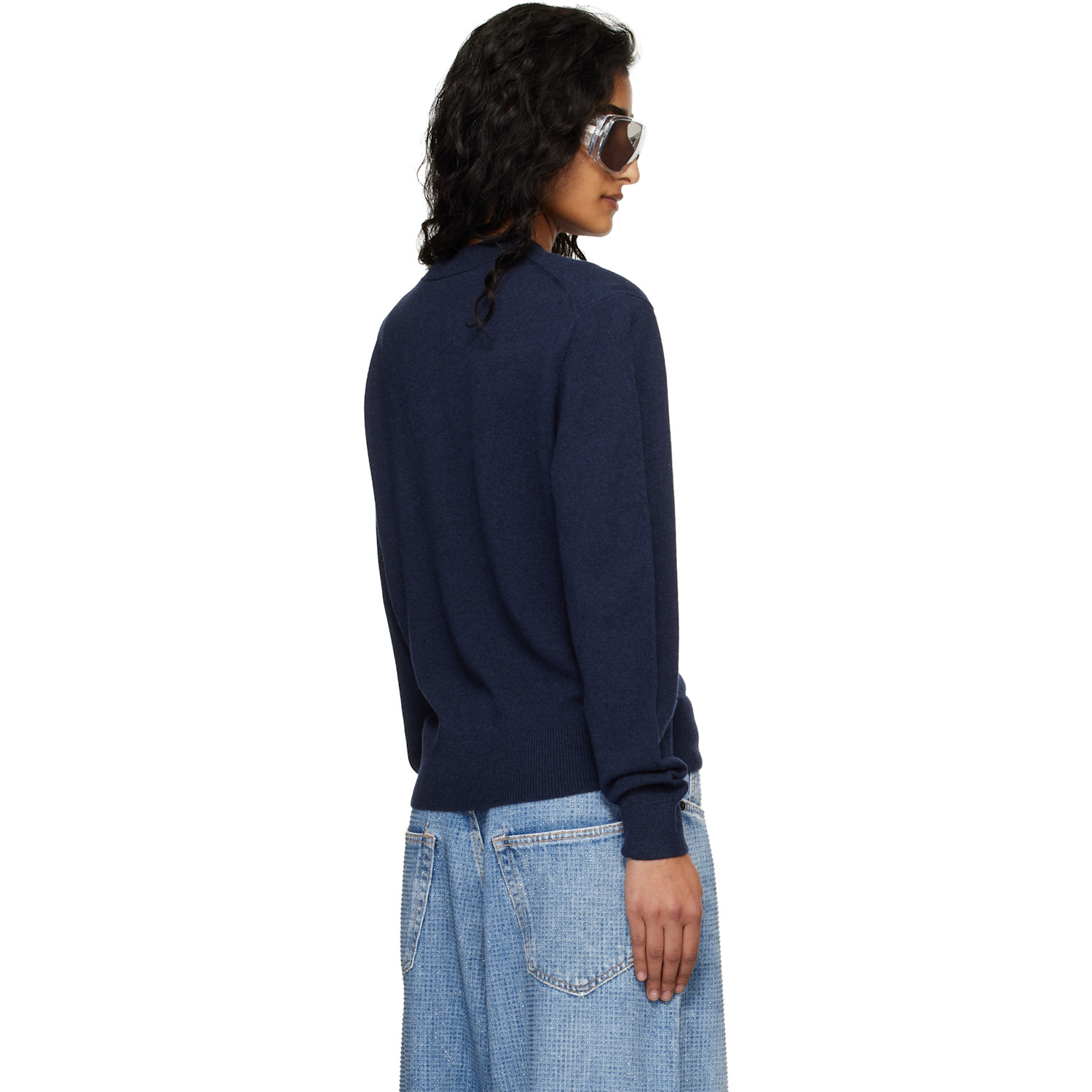 Acne Studios Navy Fitted Yak Wool Sweater 