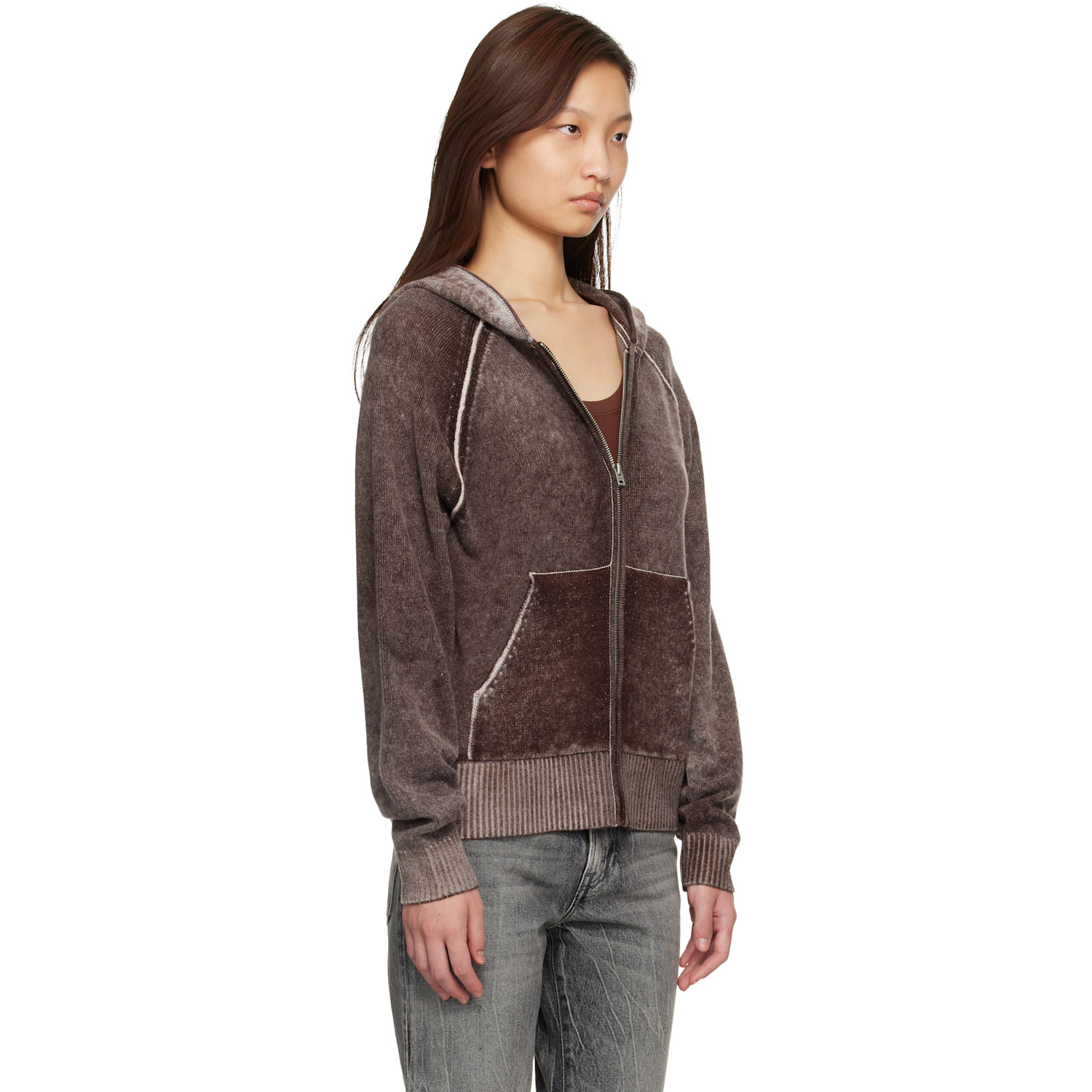  Acne Studios Burgundy Zipper Hoodie 