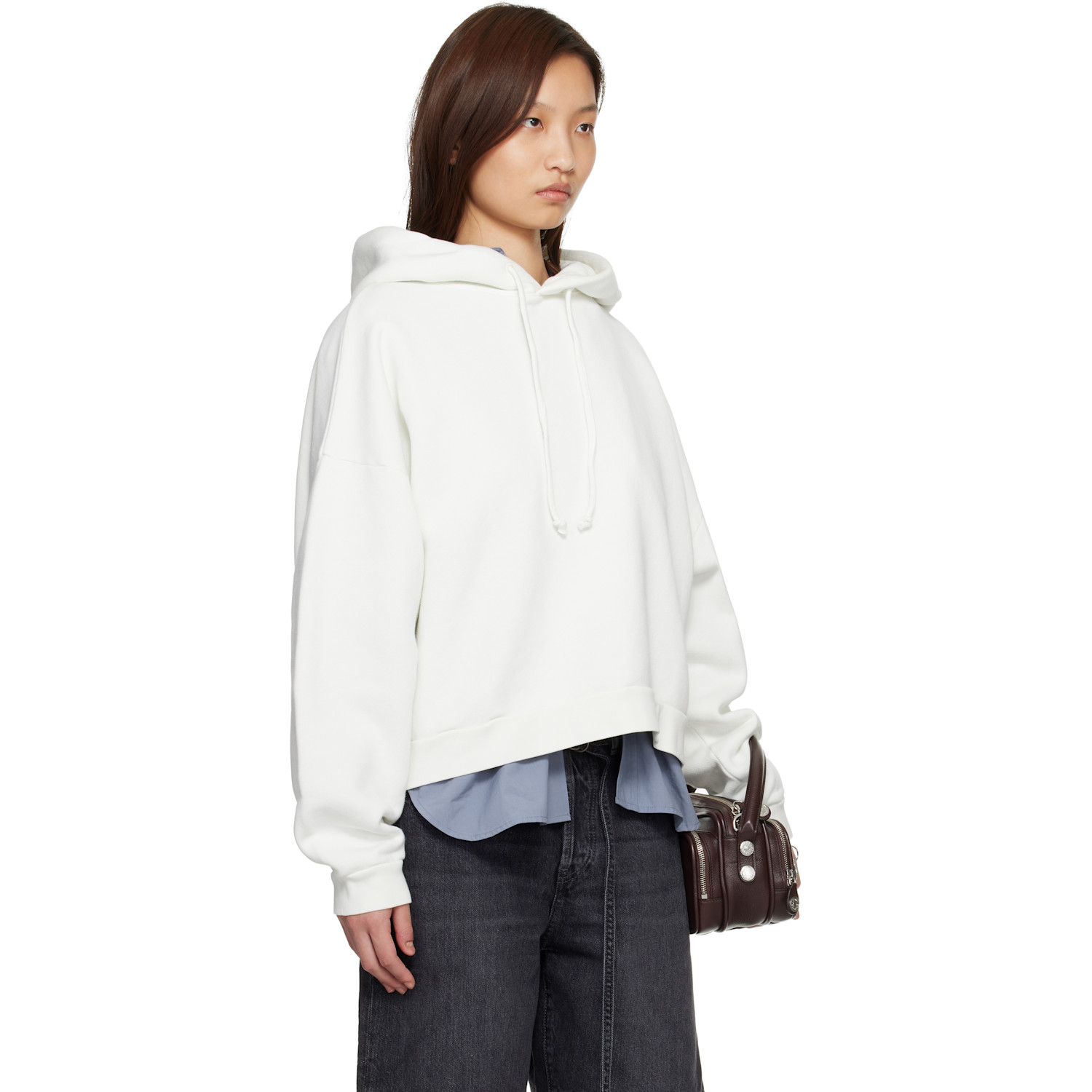  Acne Studios White Logo Fleece Hoodie 