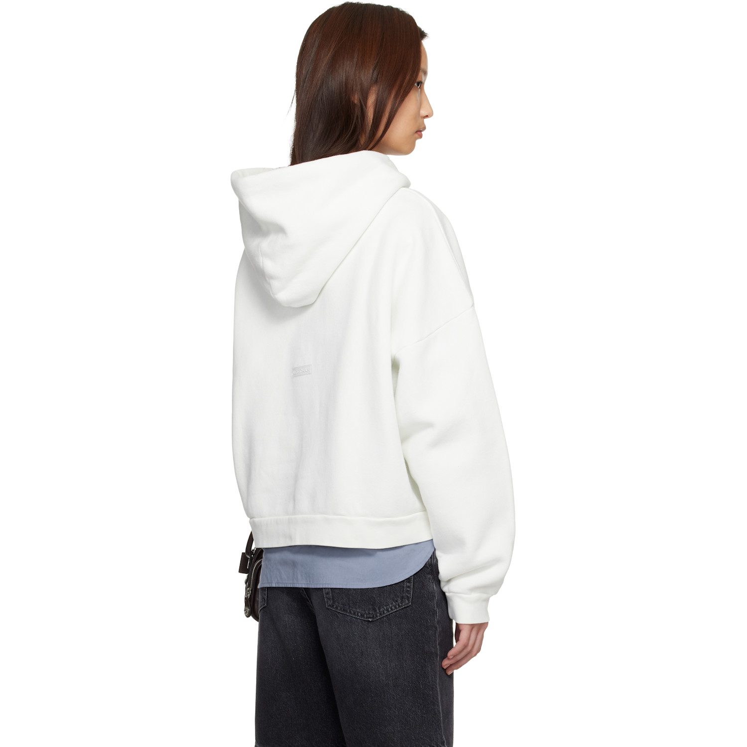  Acne Studios White Logo Fleece Hoodie 