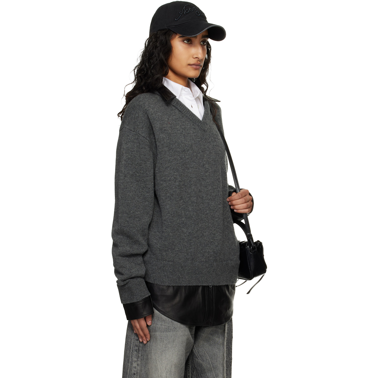  Acne Studios Gray Layered Wool Knit Sweater 