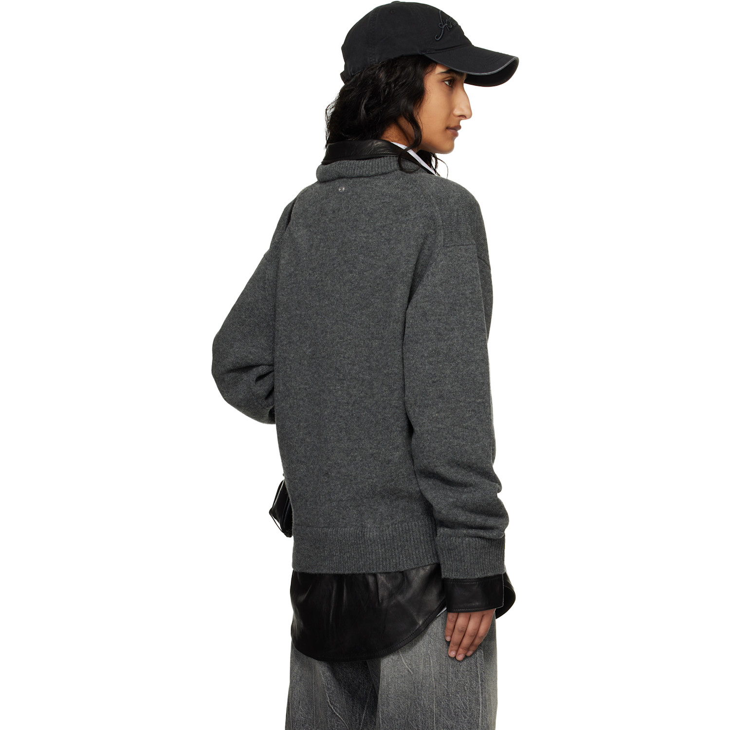  Acne Studios Gray Layered Wool Knit Sweater 