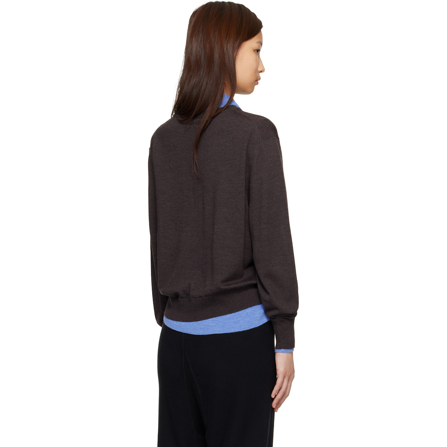  Acne Studios Brown & Blue Layered Wool Knit Sweater 