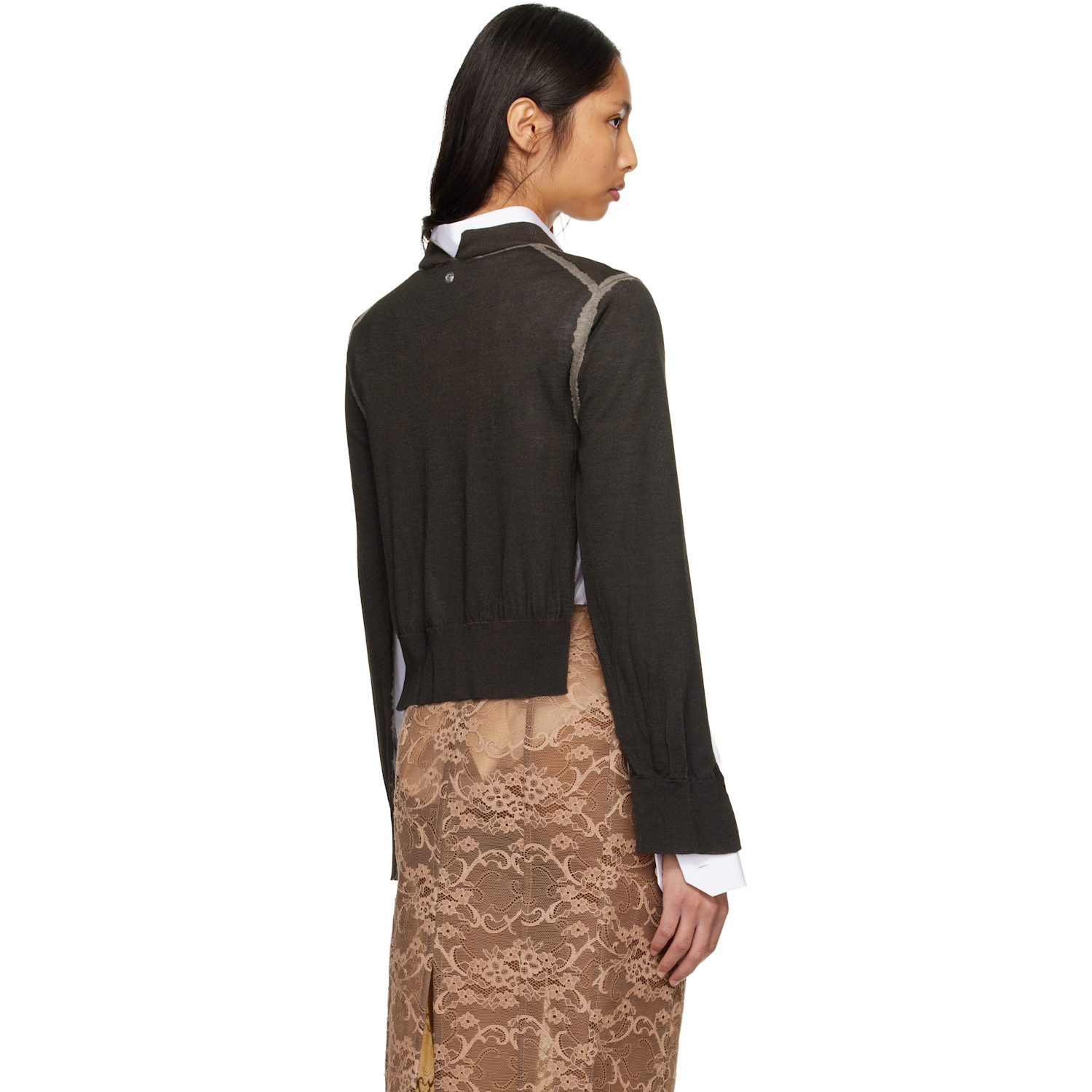  Acne Studios Brown Wrinkled V-neck Sweater 