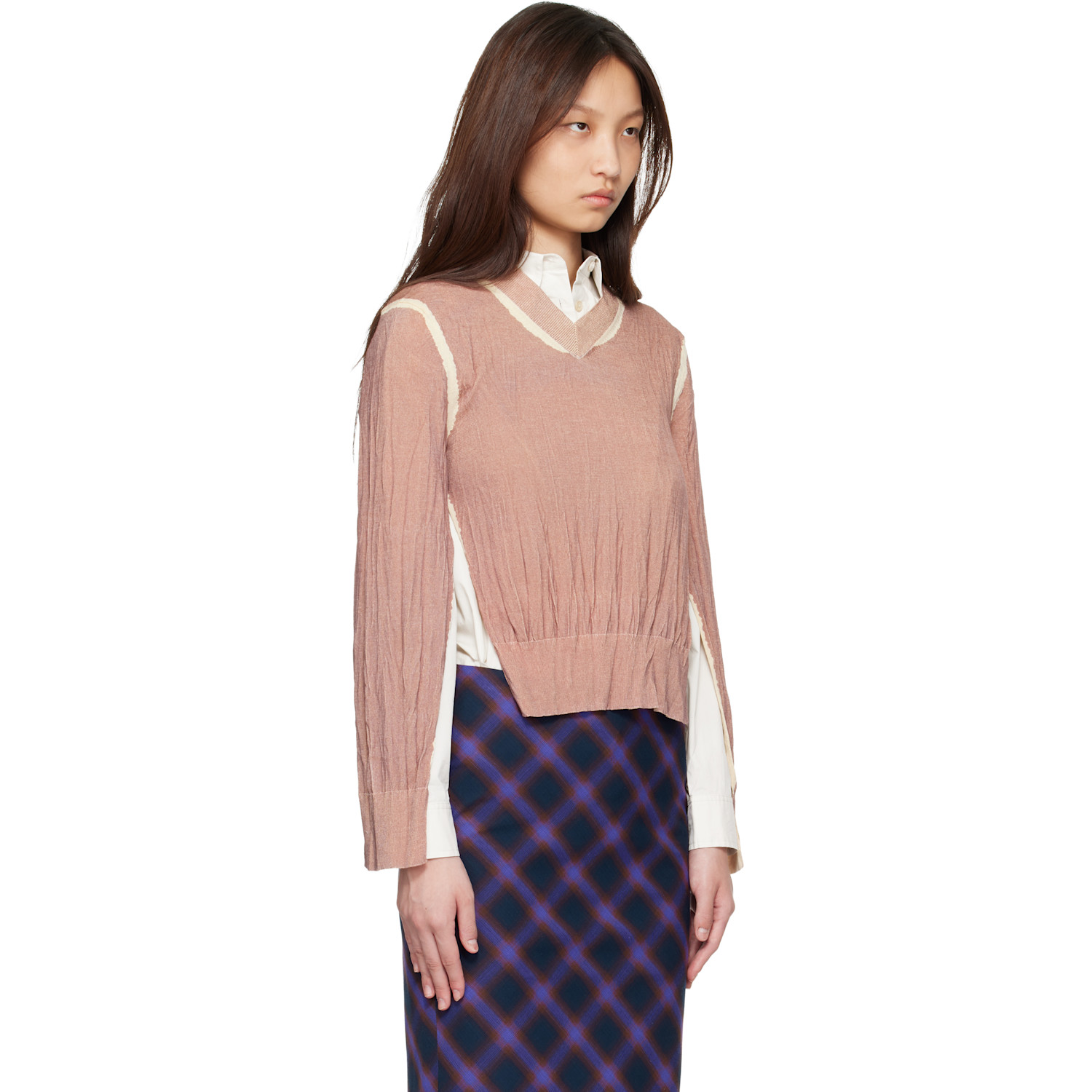  Acne Studios Tan Wrinkled V-neck Sweater 