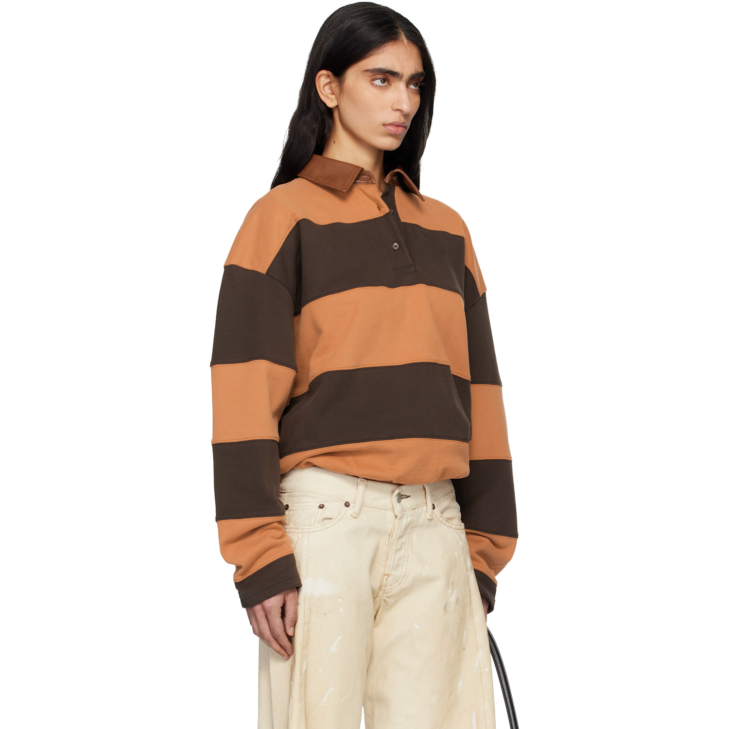  Acne Studios Brown Striped Polo 
