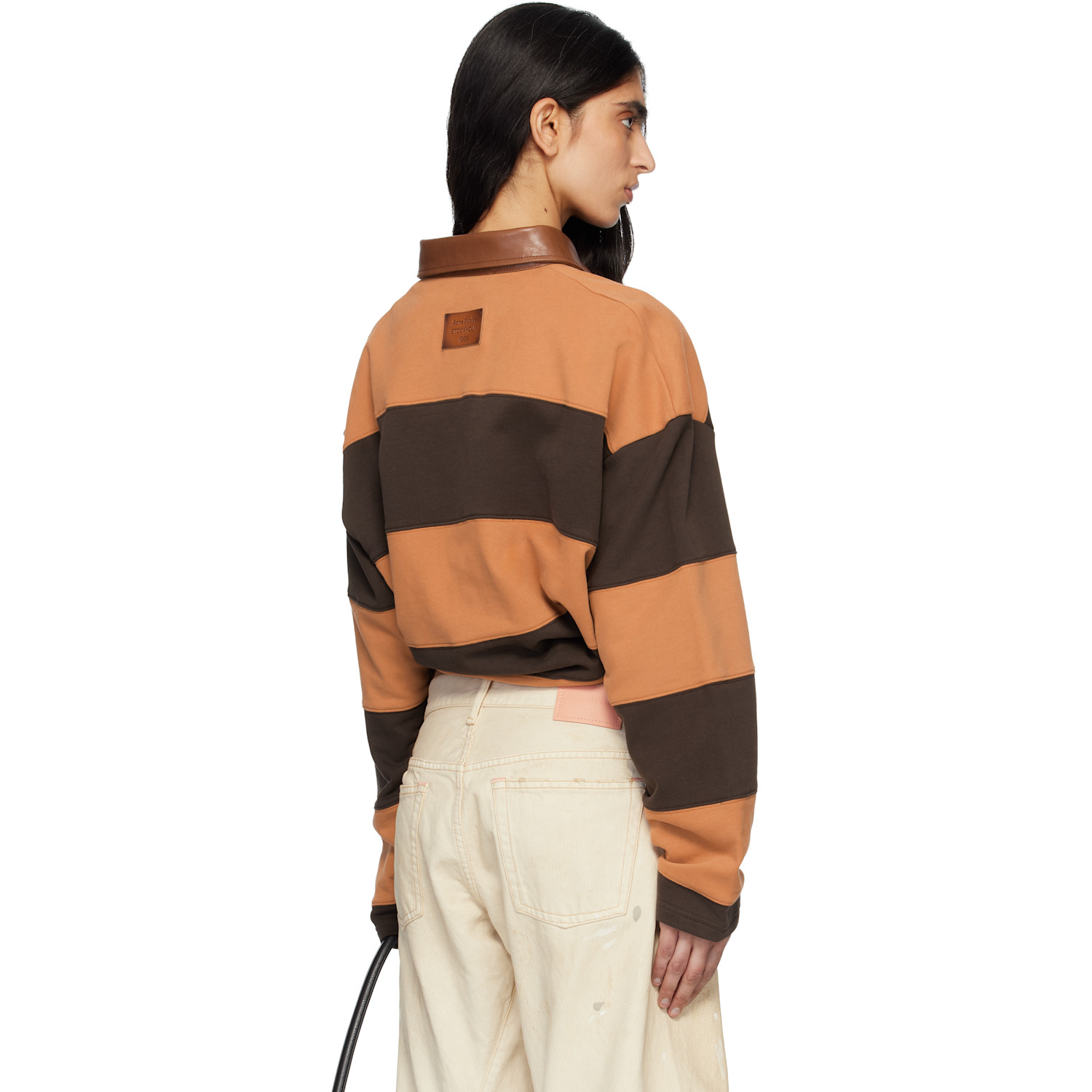  Acne Studios Brown Striped Polo 