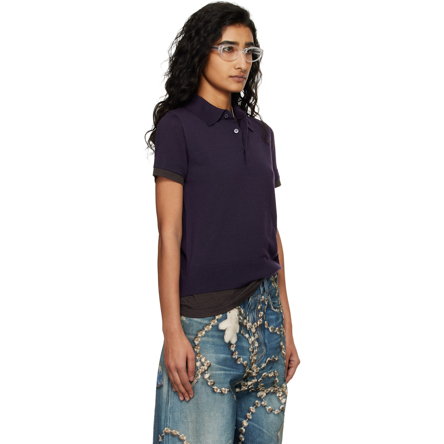  Acne Studios Navy Layered Wool Knit Polo 