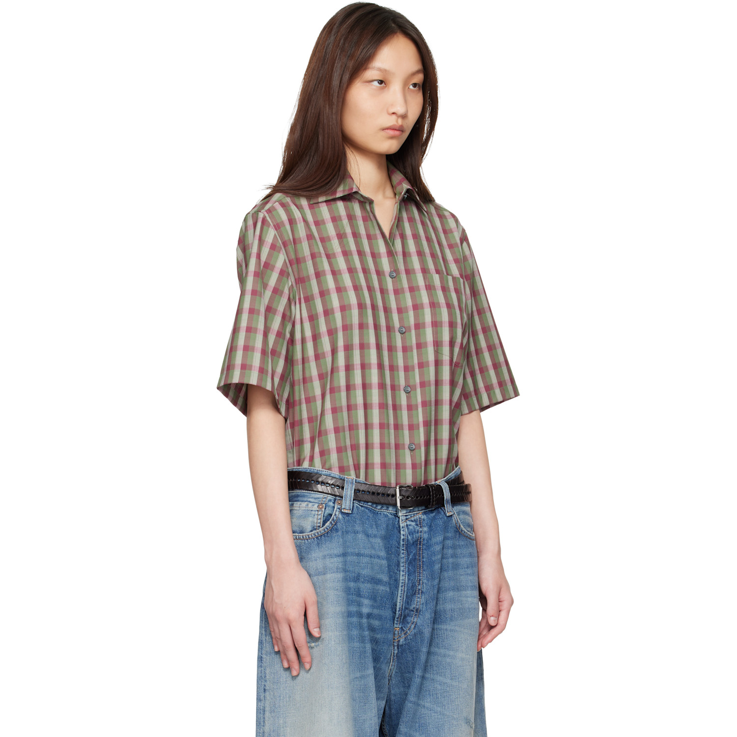  Acne Studios Green & Purple Check Button-up Shirt 