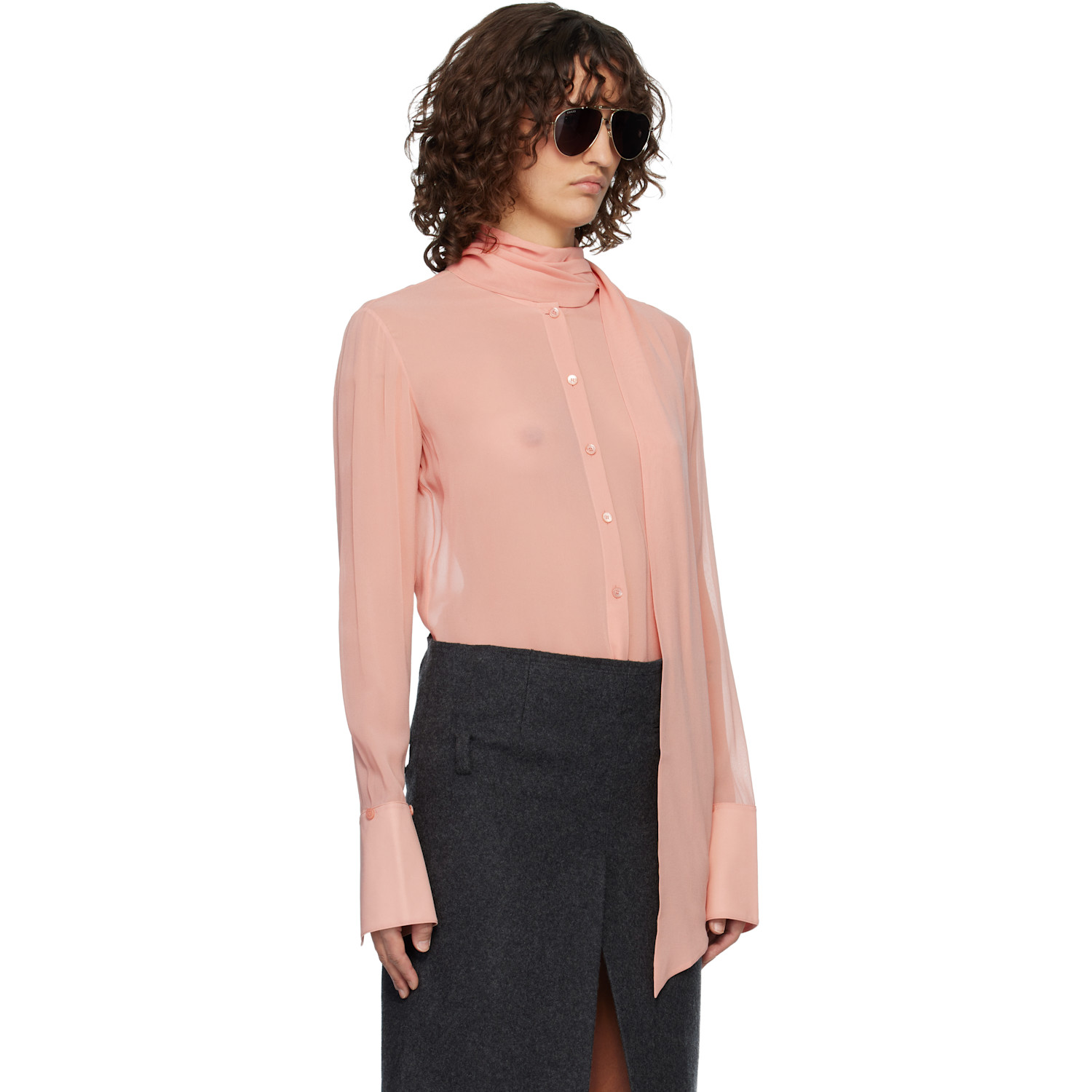 Acne Studios Pink Silk Shirt 