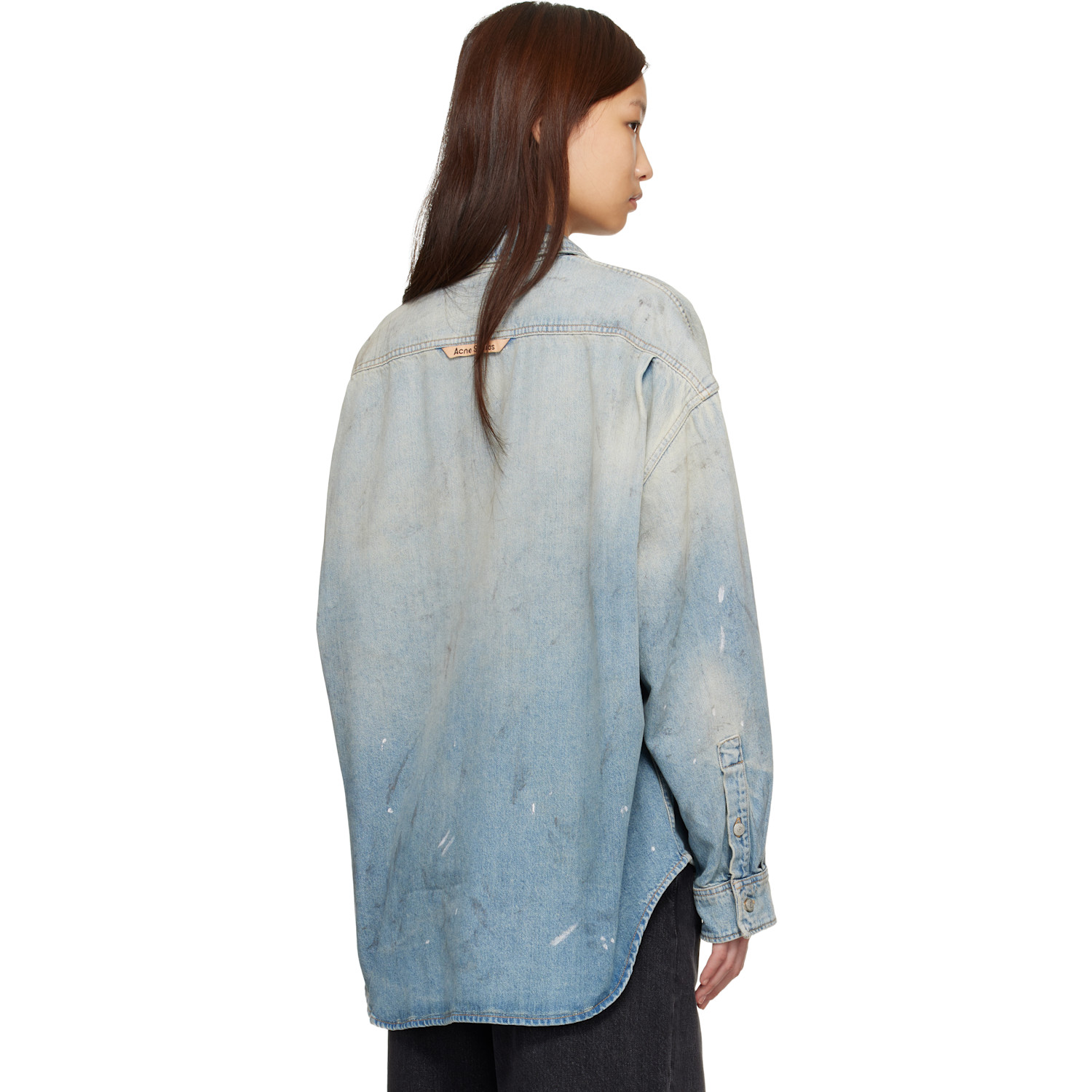  Acne Studios Blue Paint Splatter Denim Shirt 