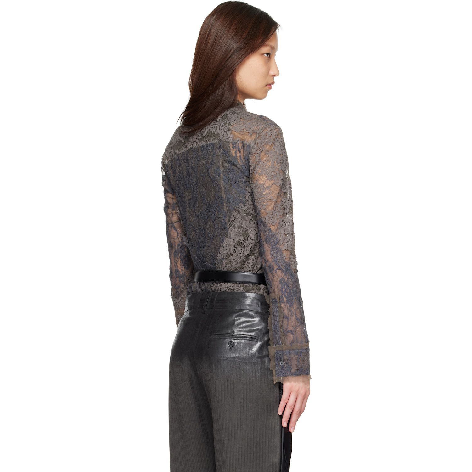  Acne Studios Gray Lace Corset Shirt 