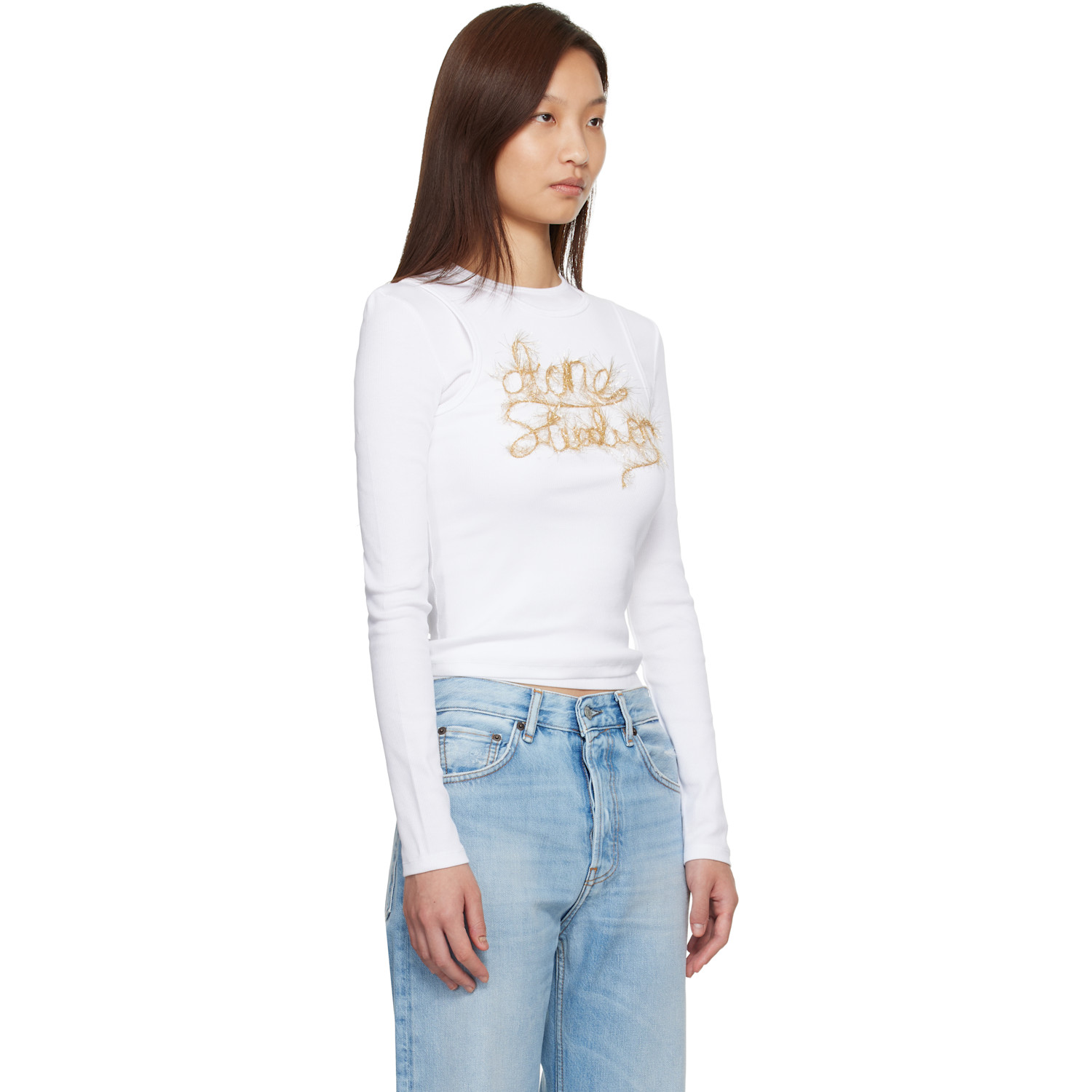 Acne Studios White Layered Logo T-shirt 