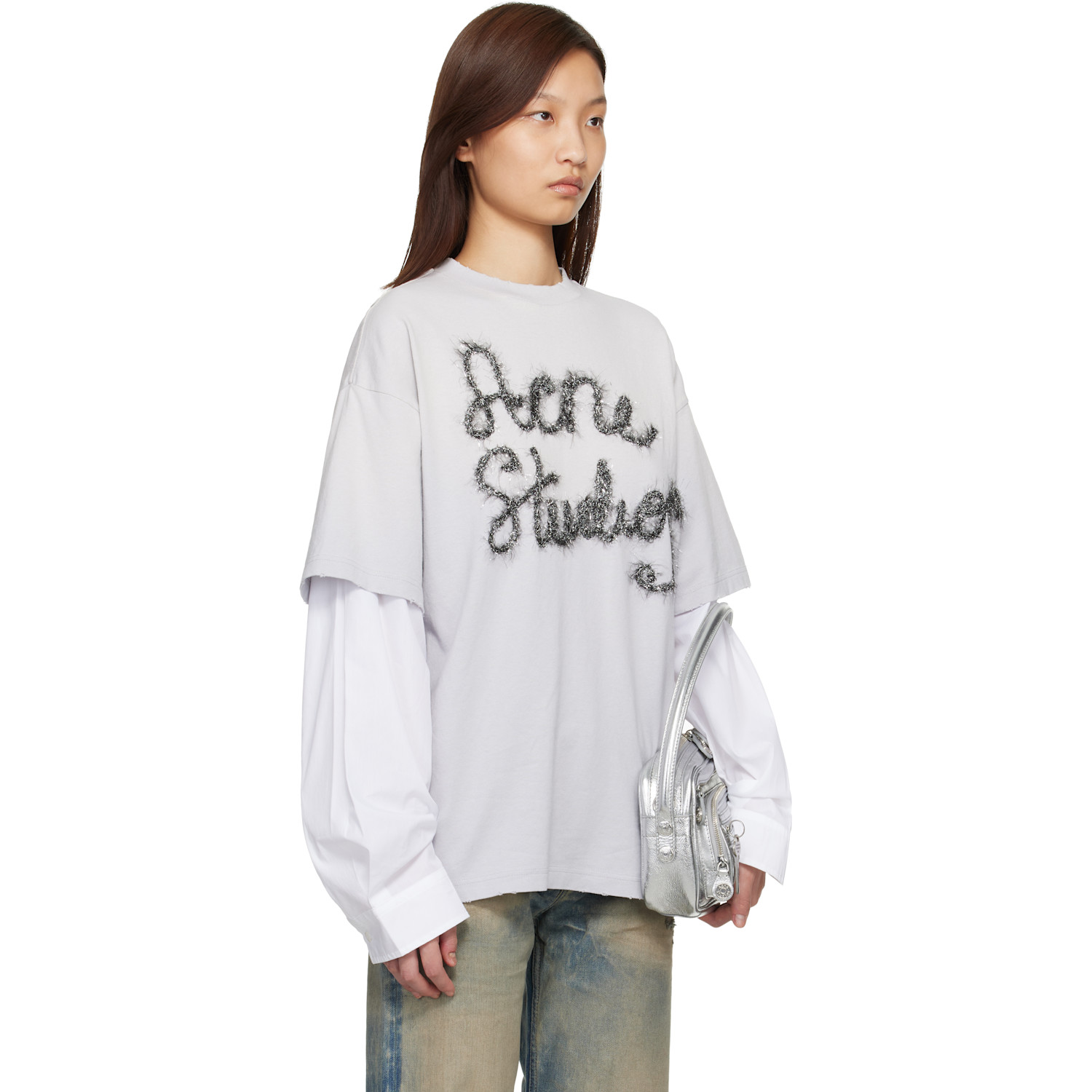  Acne Studios Gray Layered Logo T-shirt 