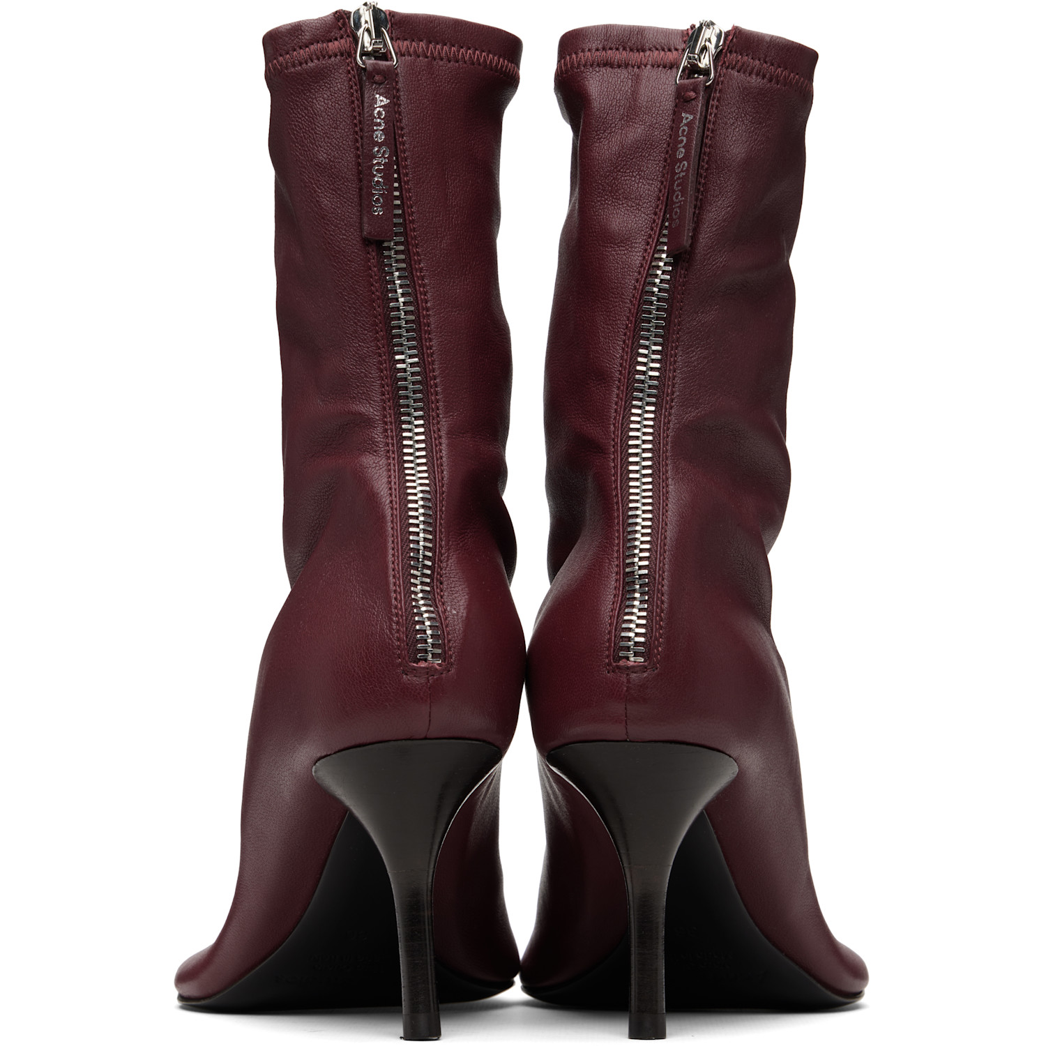  Acne Studios Burgundy Leather Ankle Boots 
