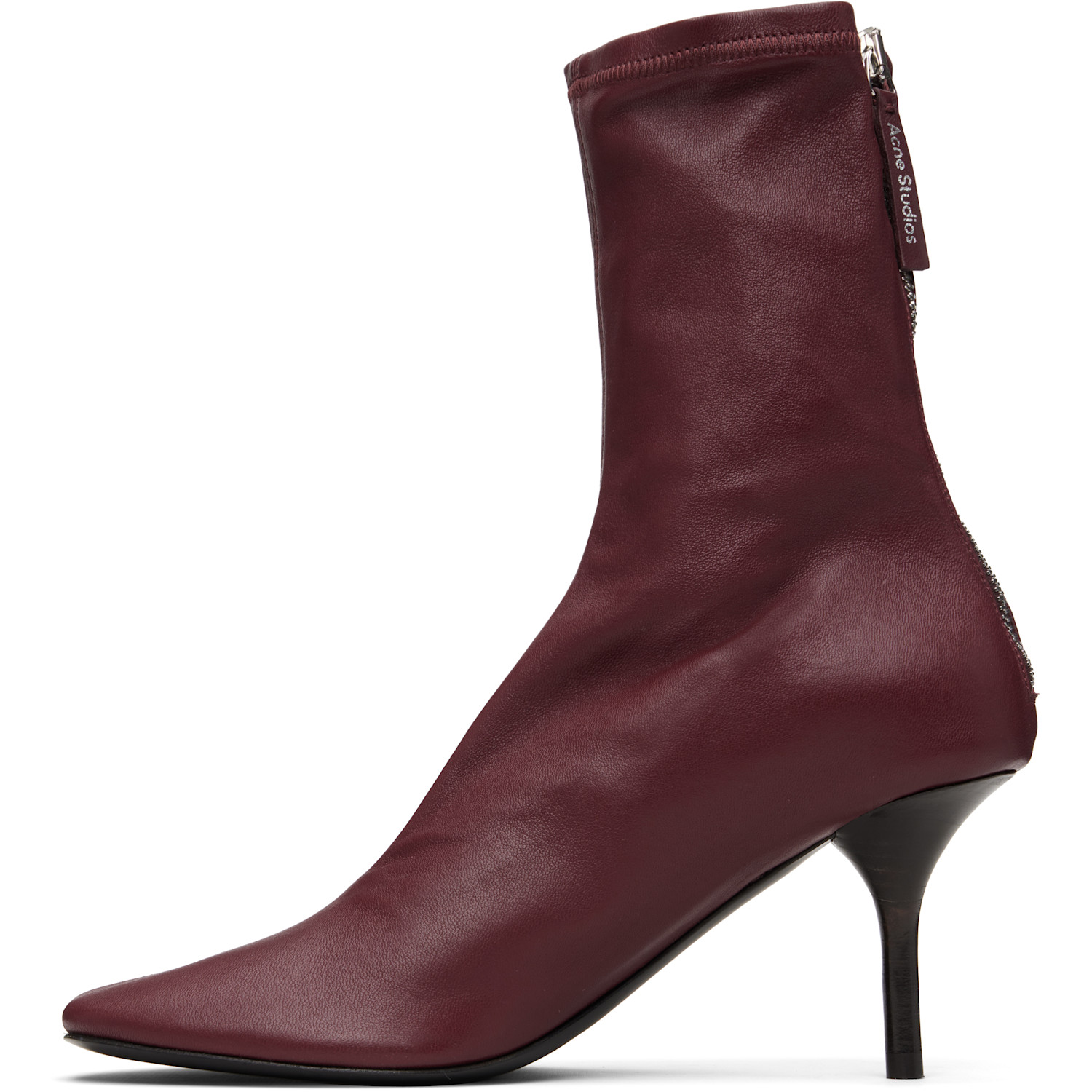  Acne Studios Burgundy Leather Ankle Boots 