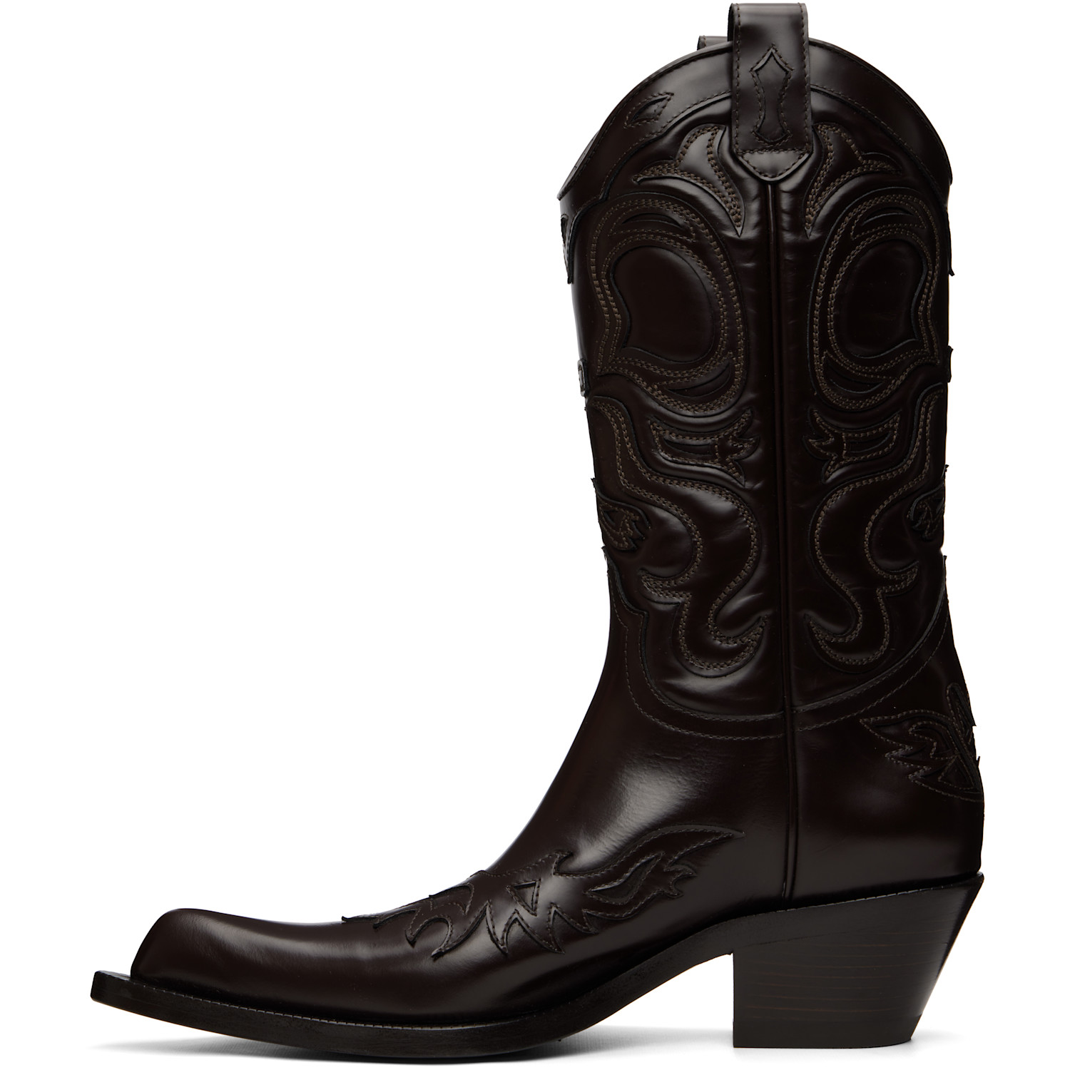  Acne Studios Brown Pointy Leather Cowboy Boots 