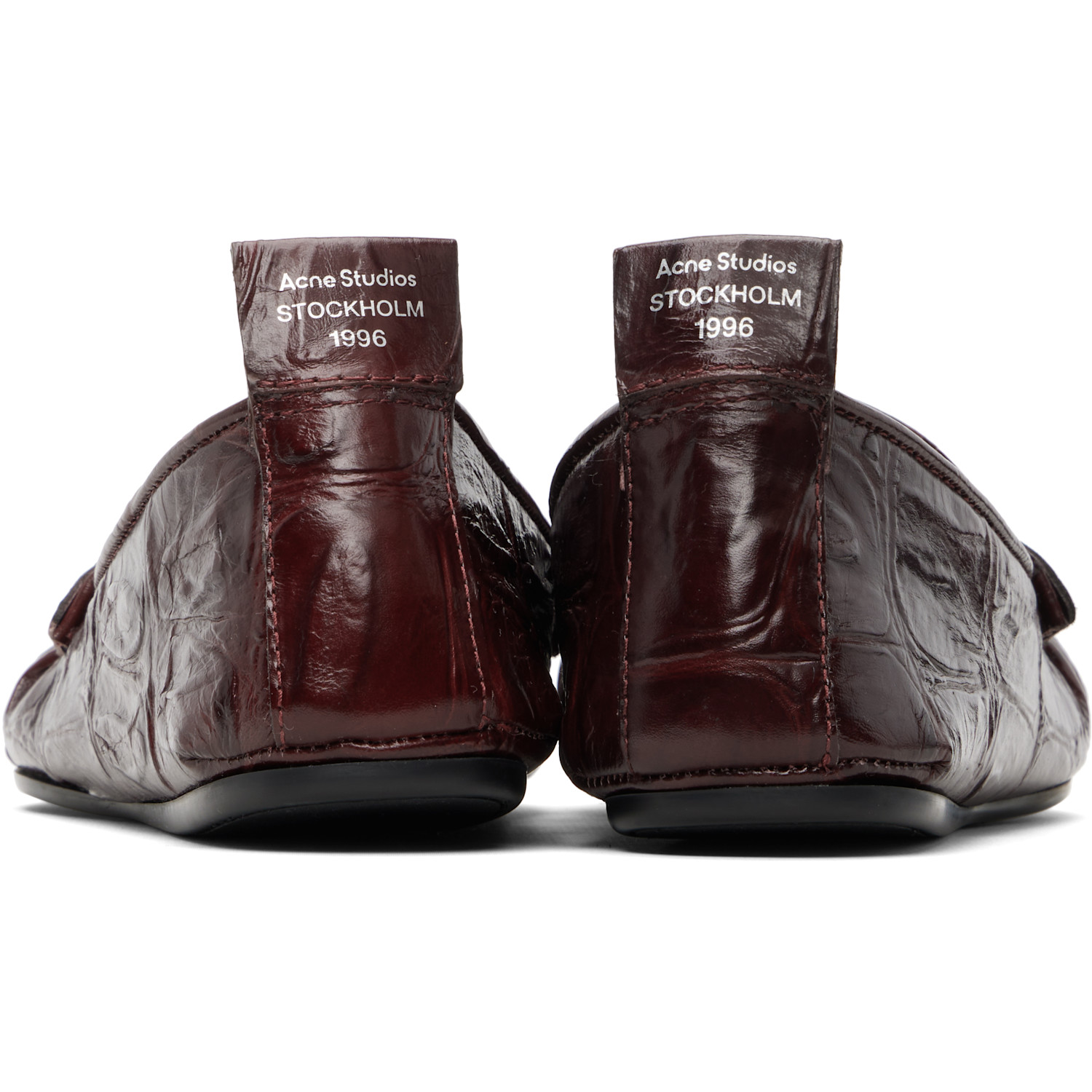  Acne Studios Burgundy Leather Saddle Loafers 