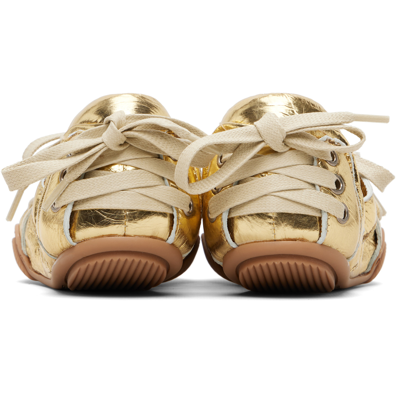  Acne Studios Gold Lace-up Leather Sneakers 