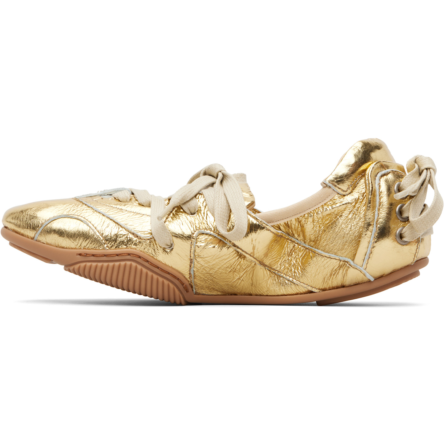  Acne Studios Gold Lace-up Leather Sneakers 