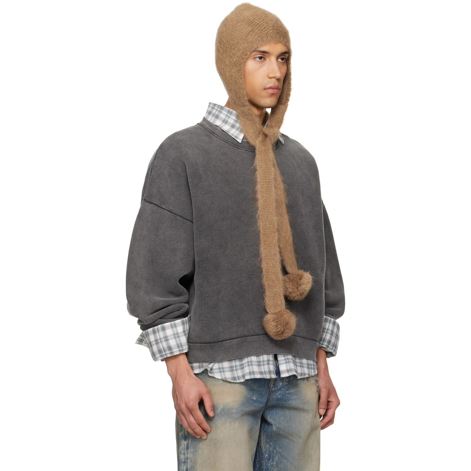  Acne Studios Tan Mohair Earflap Hood 