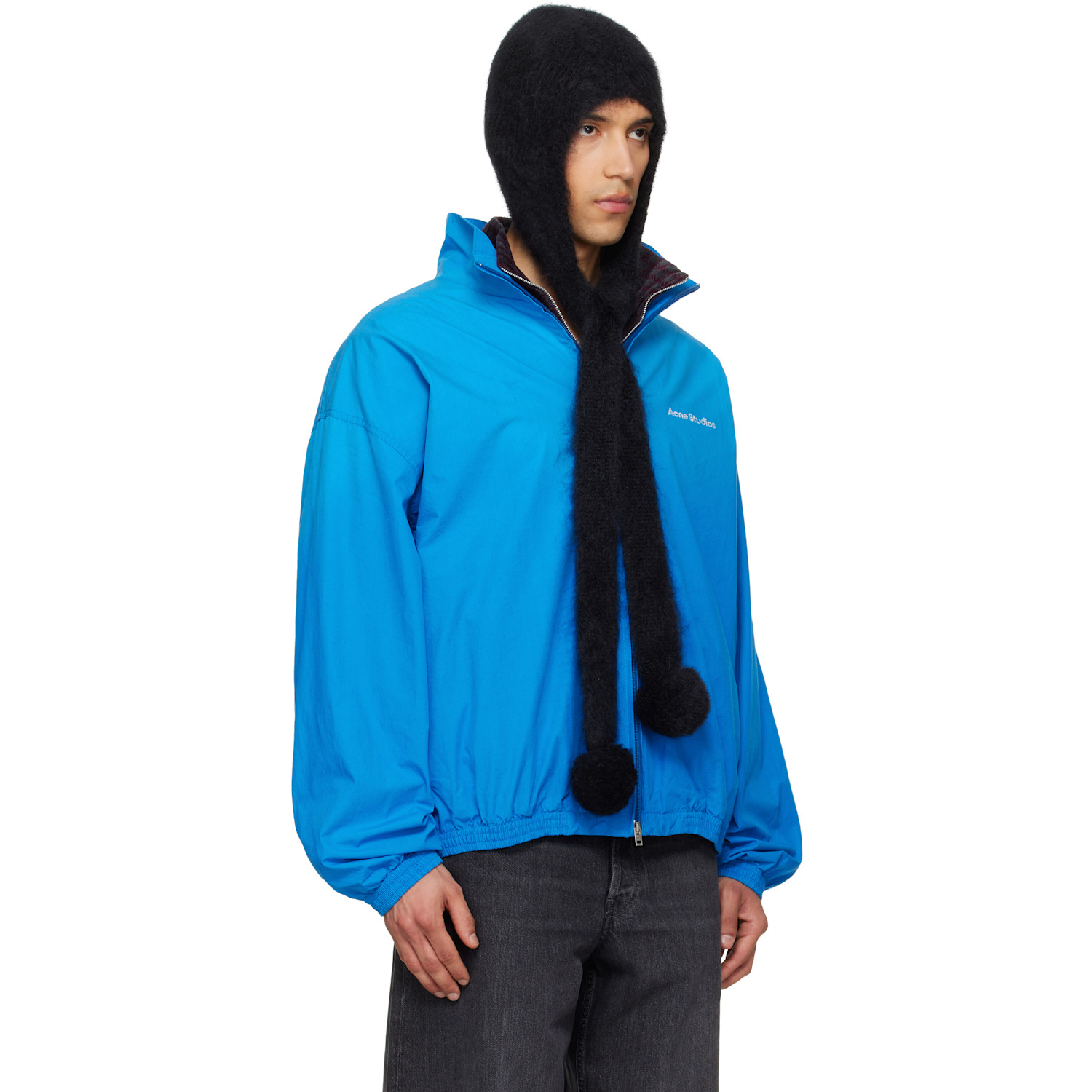  Acne Studios Black Mohair Earflap Hood 