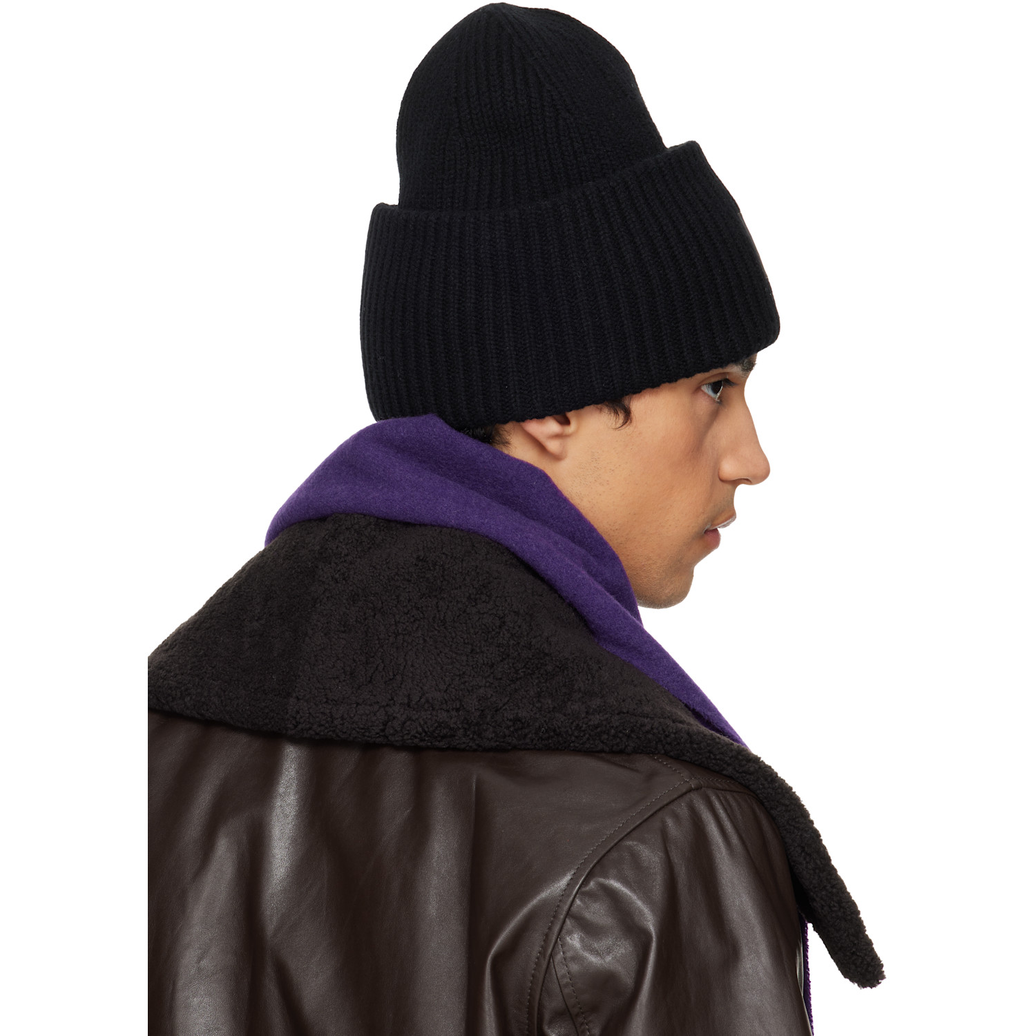  Acne Studios Black Large Face Logo Beanie 