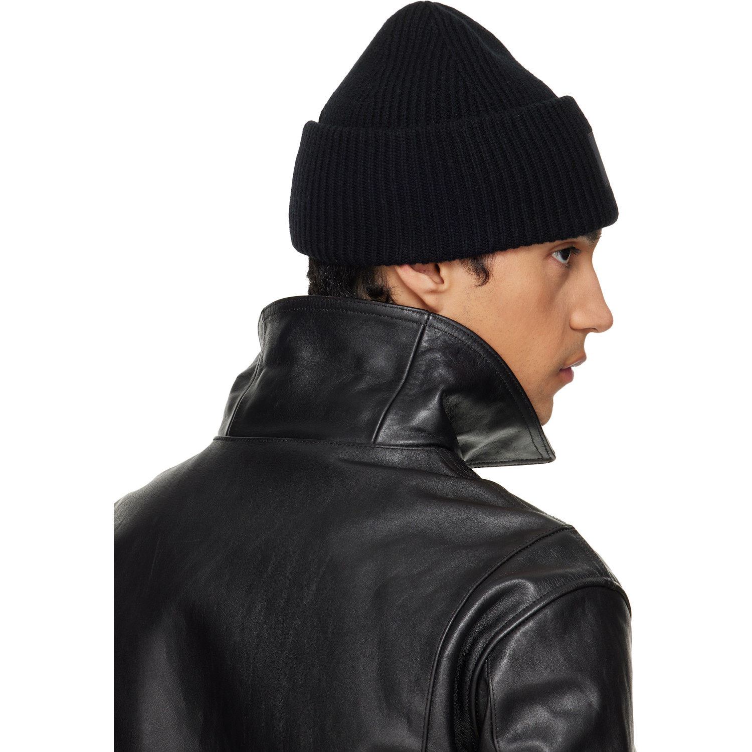  Acne Studios Black Wool Face Logo Beanie 