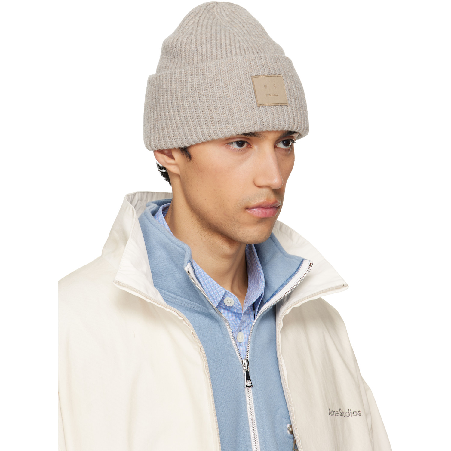  Acne Studios Gray Face Logo Beanie 