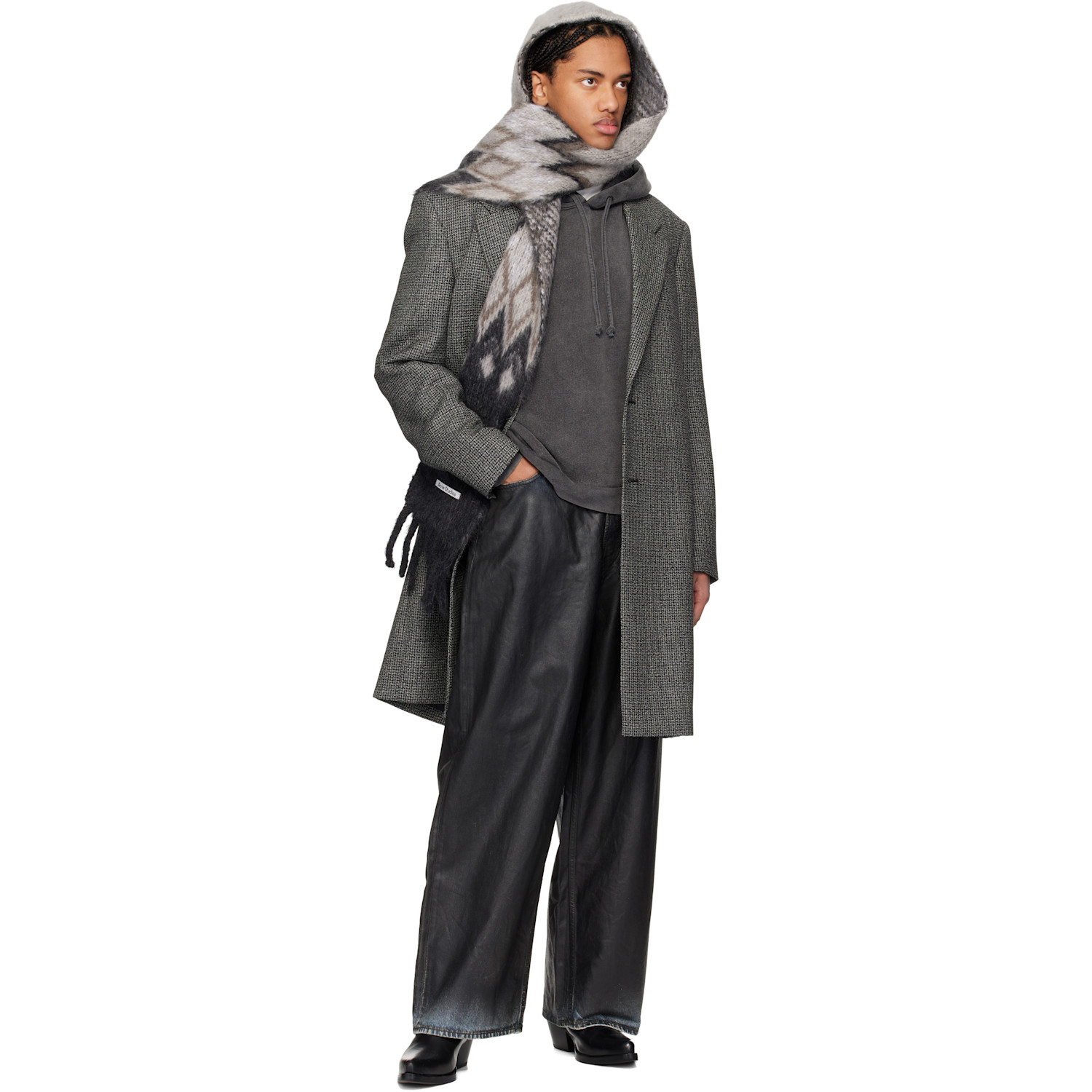  Acne Studios Gray Hooded Scarf 
