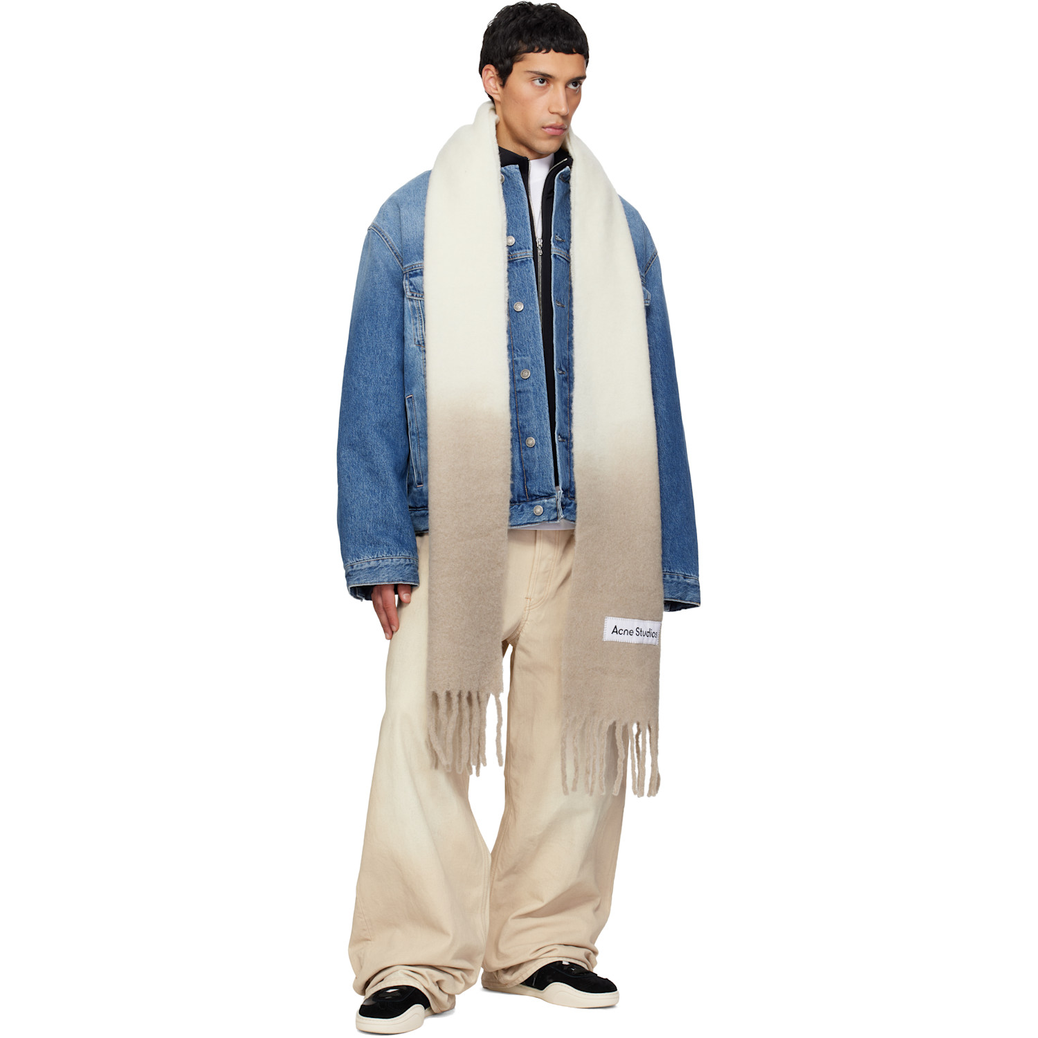  Acne Studios Off-white & Beige Wool Fringe Scarf 