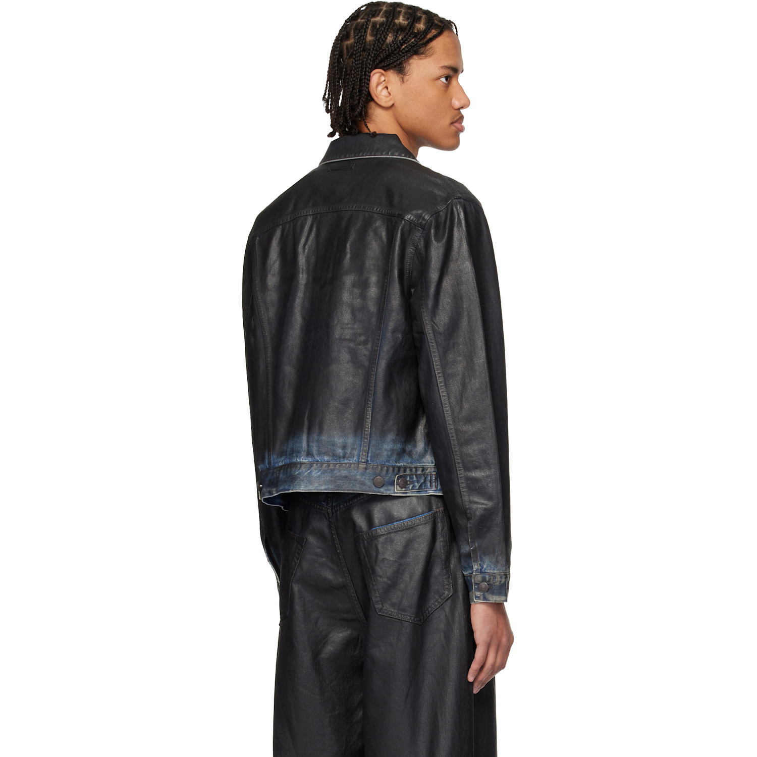  Acne Studios Black Coated Denim Jacket 