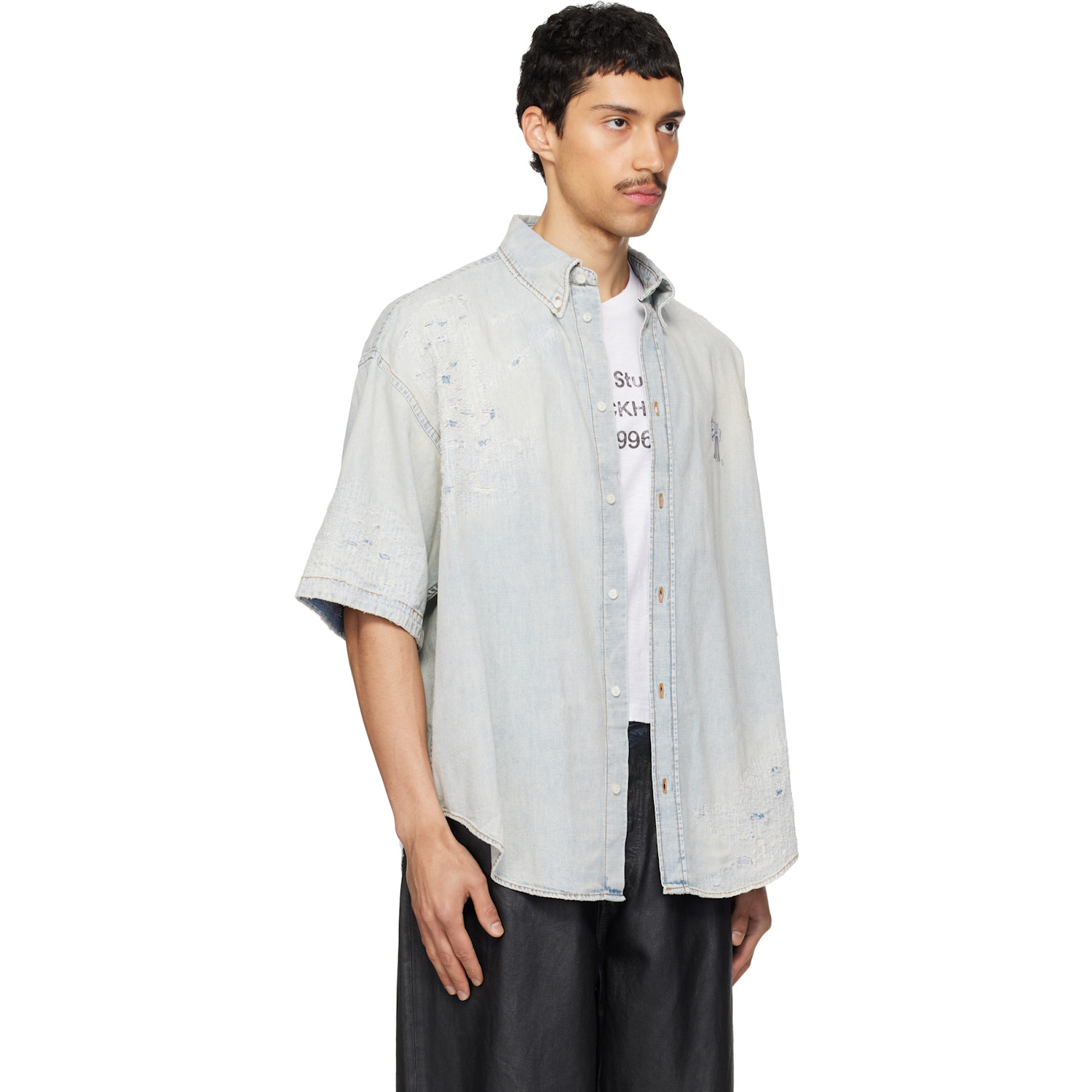  Acne Studios Blue Mended Denim Shirt 