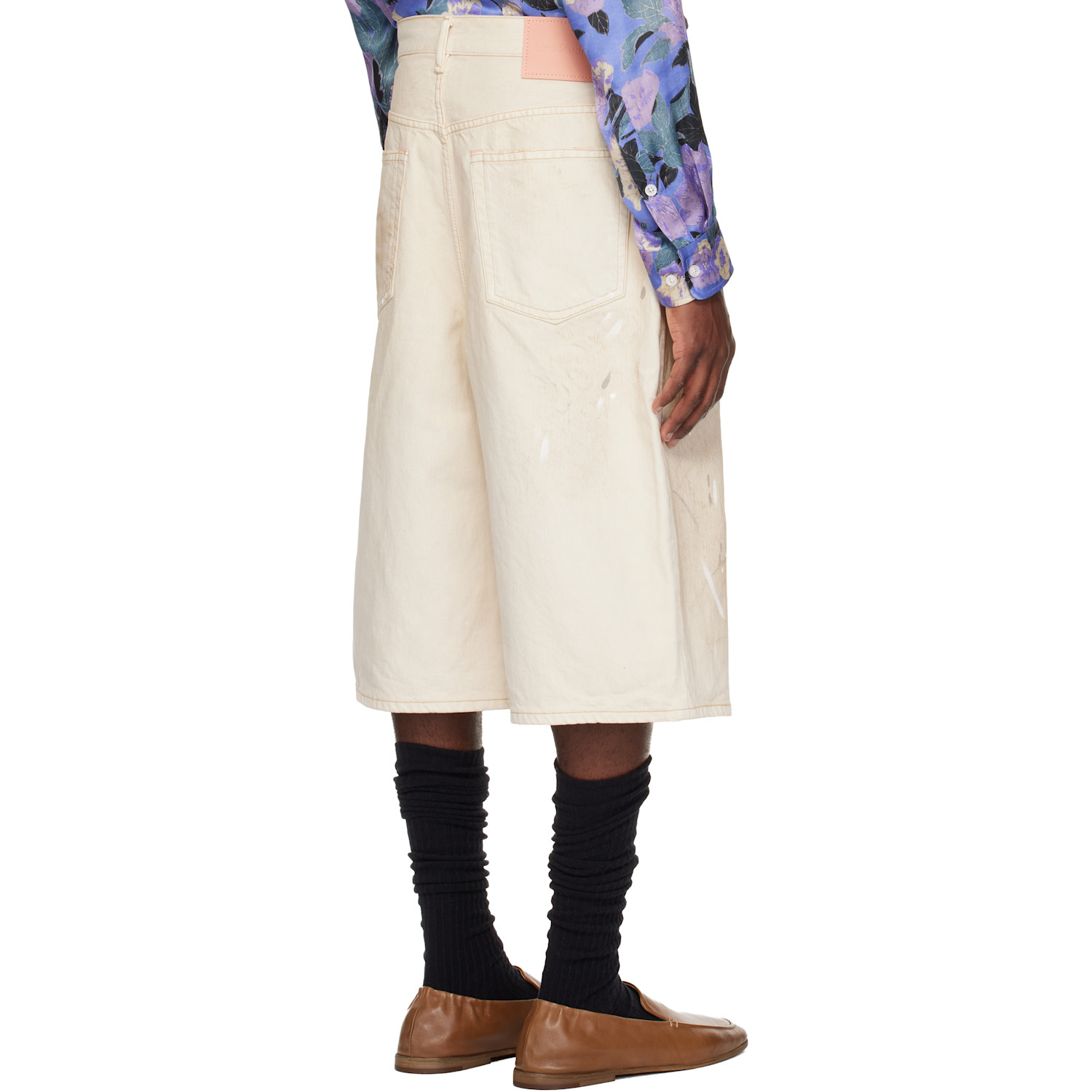  Acne Studios Off-white Distressed Denim Shorts 