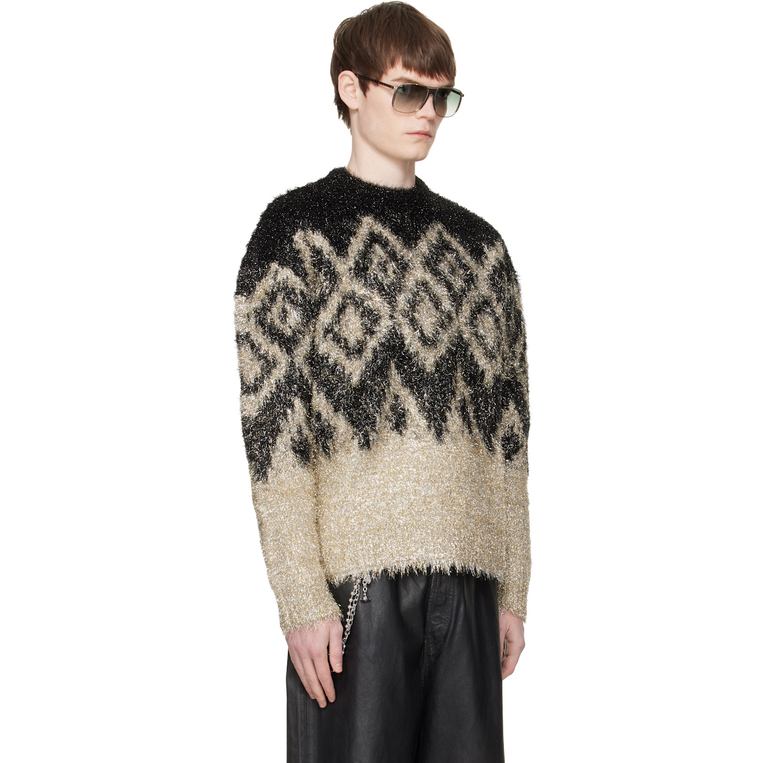  Acne Studios Black Metallic Knit Sweater 