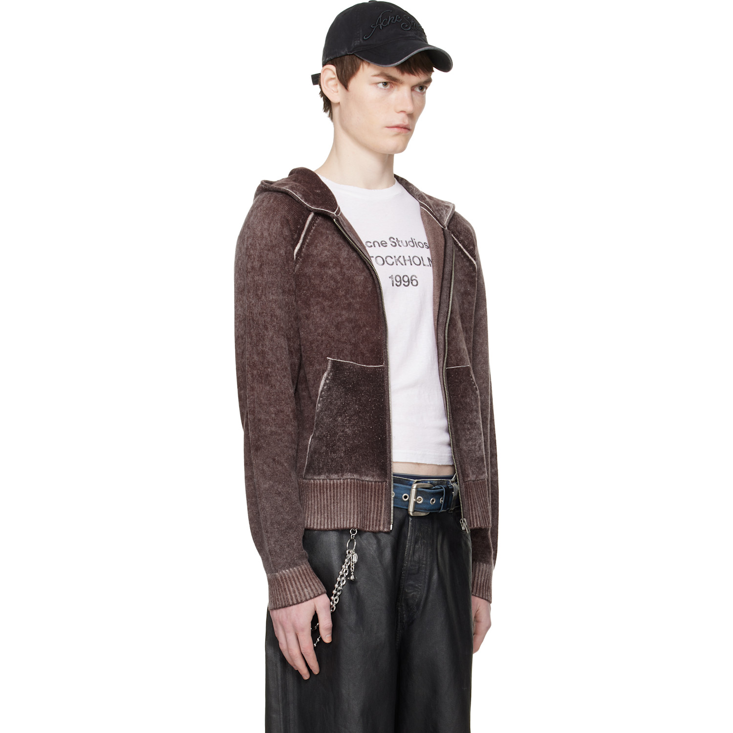  Acne Studios Burgundy Zipper Hoodie 